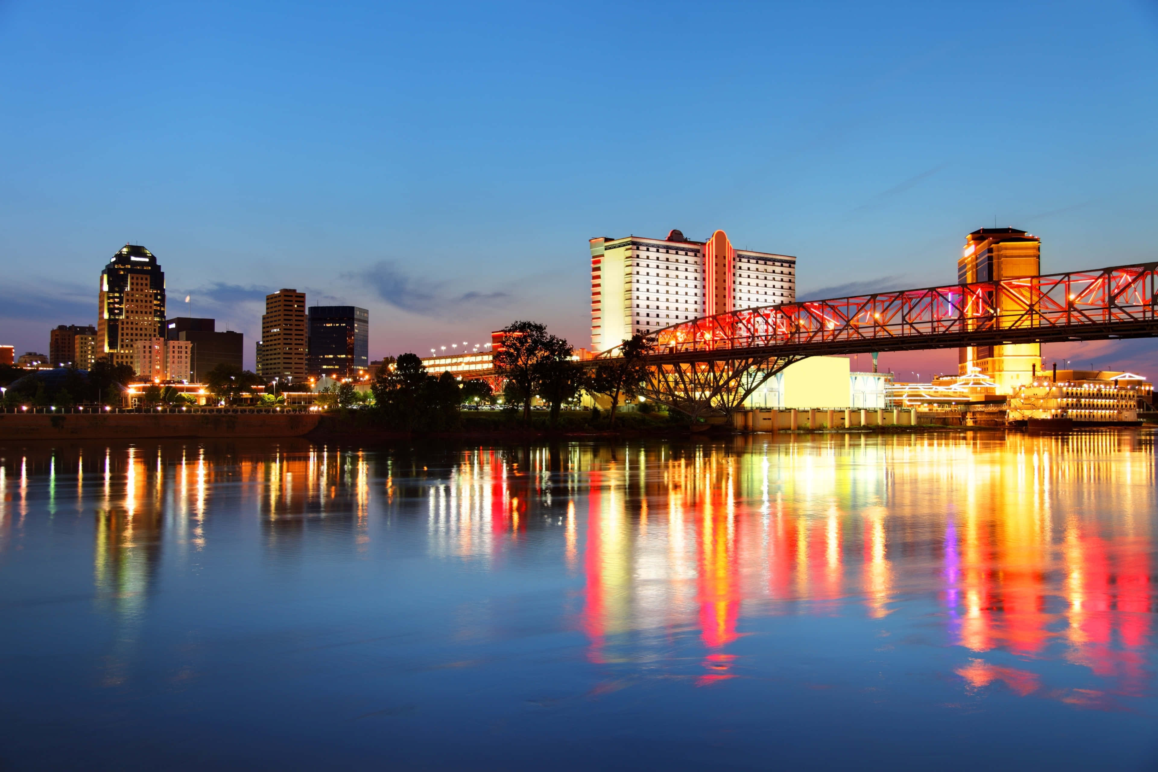 Shreveport, skyline, twilight, 4K Desktop Wallpaper