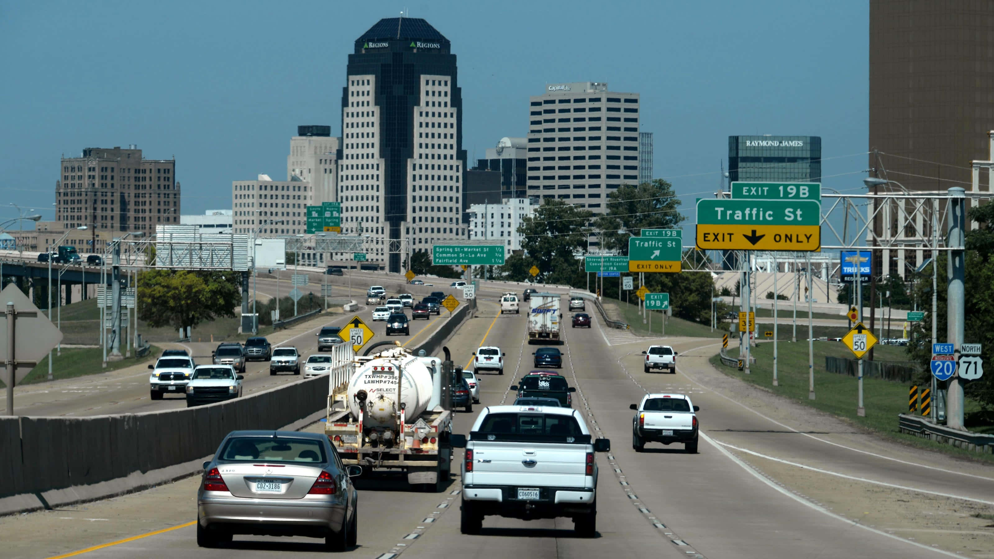 Shreveport, downtown skyline, highway, 2K Desktop Wallpaper