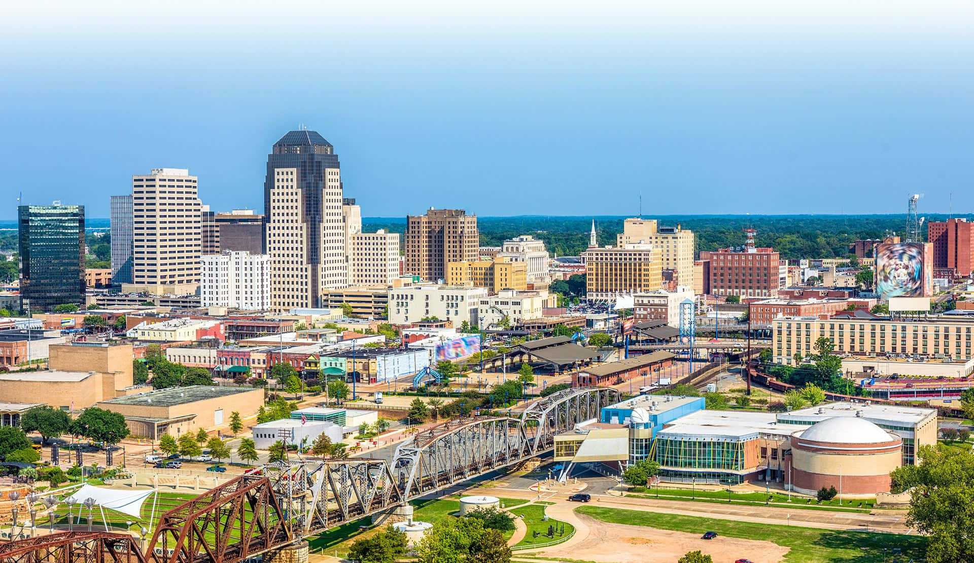 Shreveport, skyline, aerial view, Full HD Desktop Wallpaper