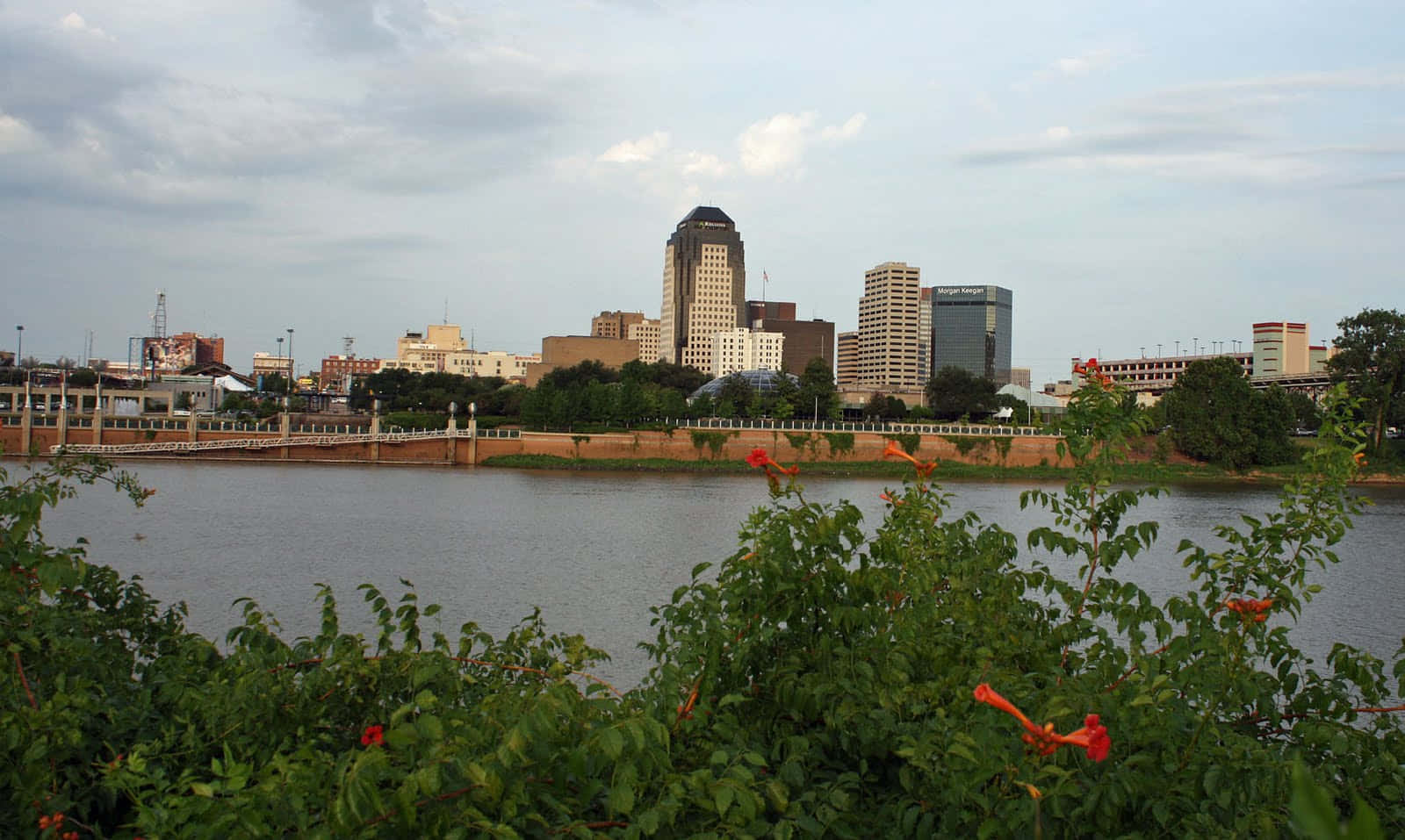 Shreveport skyline, sunset, calm river, HD Desktop Wallpaper