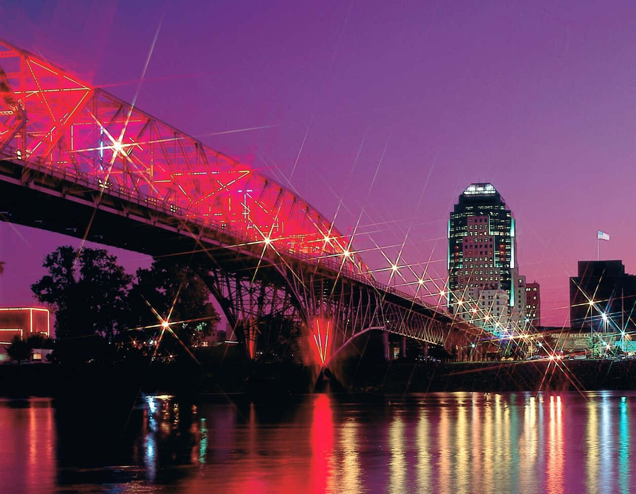 Shreveport, nighttime, bridge, HD Desktop Wallpaper