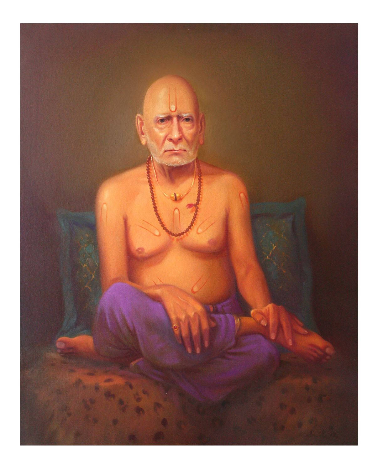 Shri Swami Samarth, colorful chair, bald sage, HD Phone Wallpaper