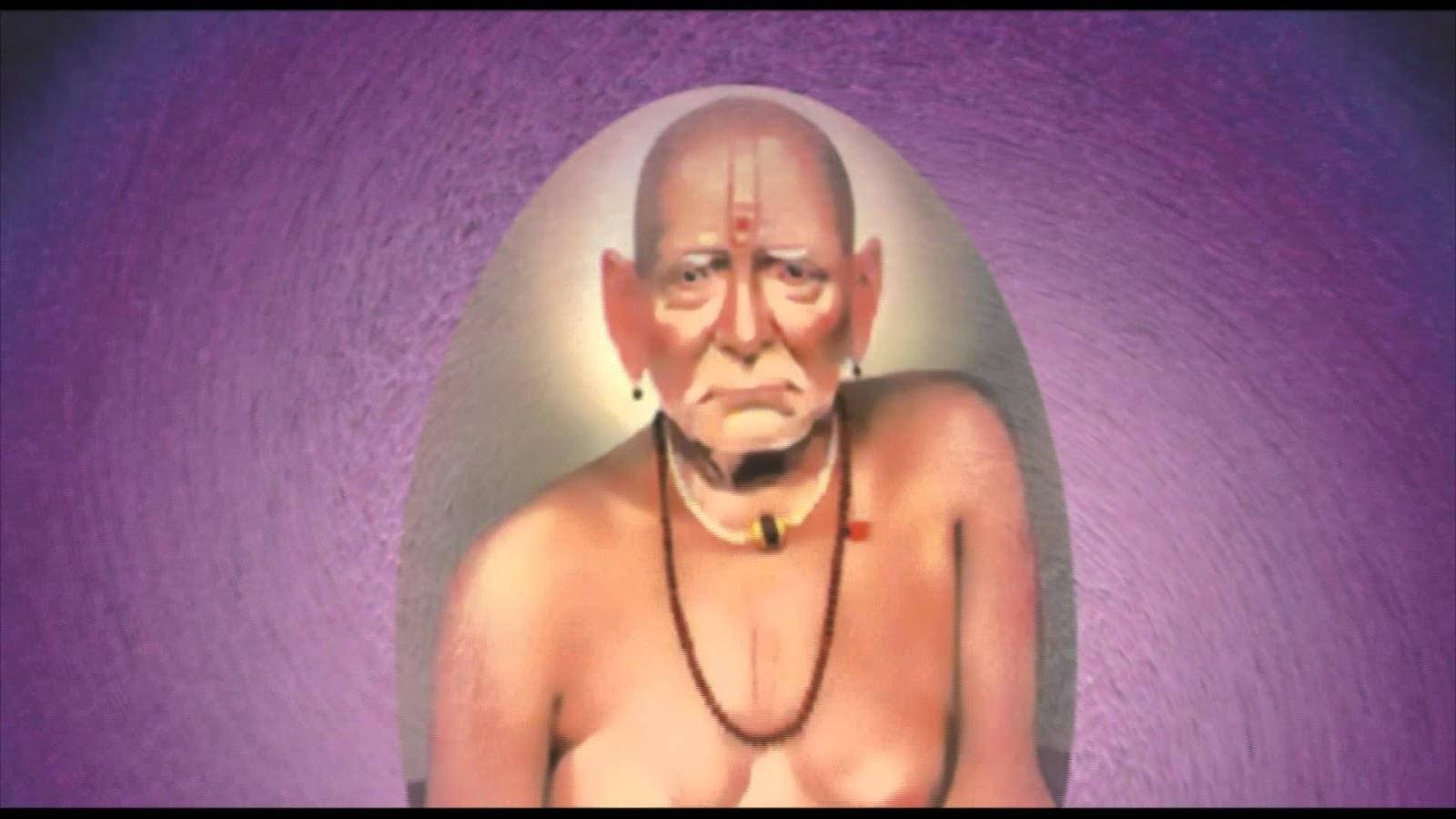 Shri Swami Samarth, purple background, elderly bald man, HD Desktop Wallpaper