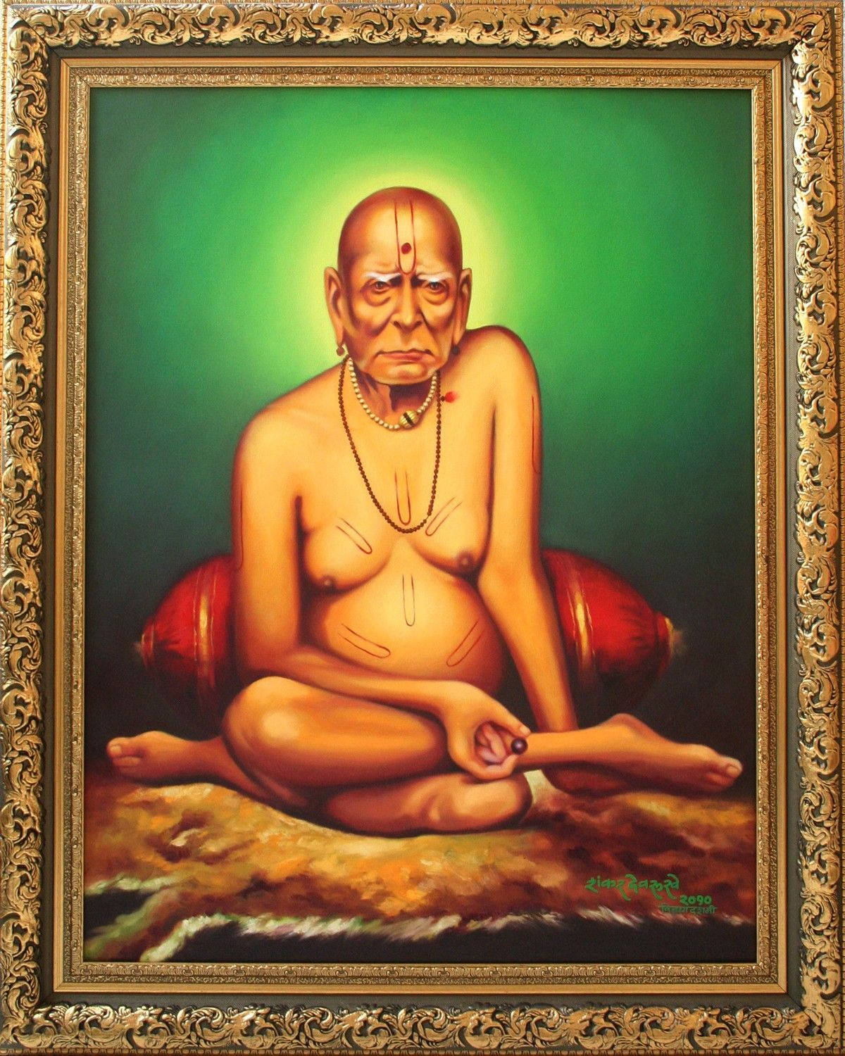 Shri Swami Samarth, oil painting, serene bald ascetic, HD Phone Wallpaper