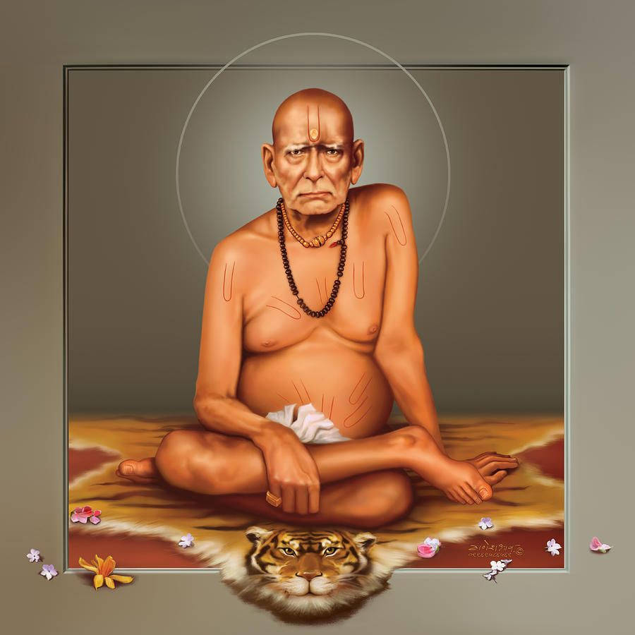 Shri Swami Samarth, tiger skin, tiger's head, SD Desktop Wallpaper