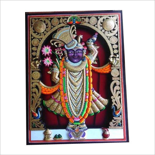 Shrinathji, purple deity, golden ornaments, SD Desktop Wallpaper