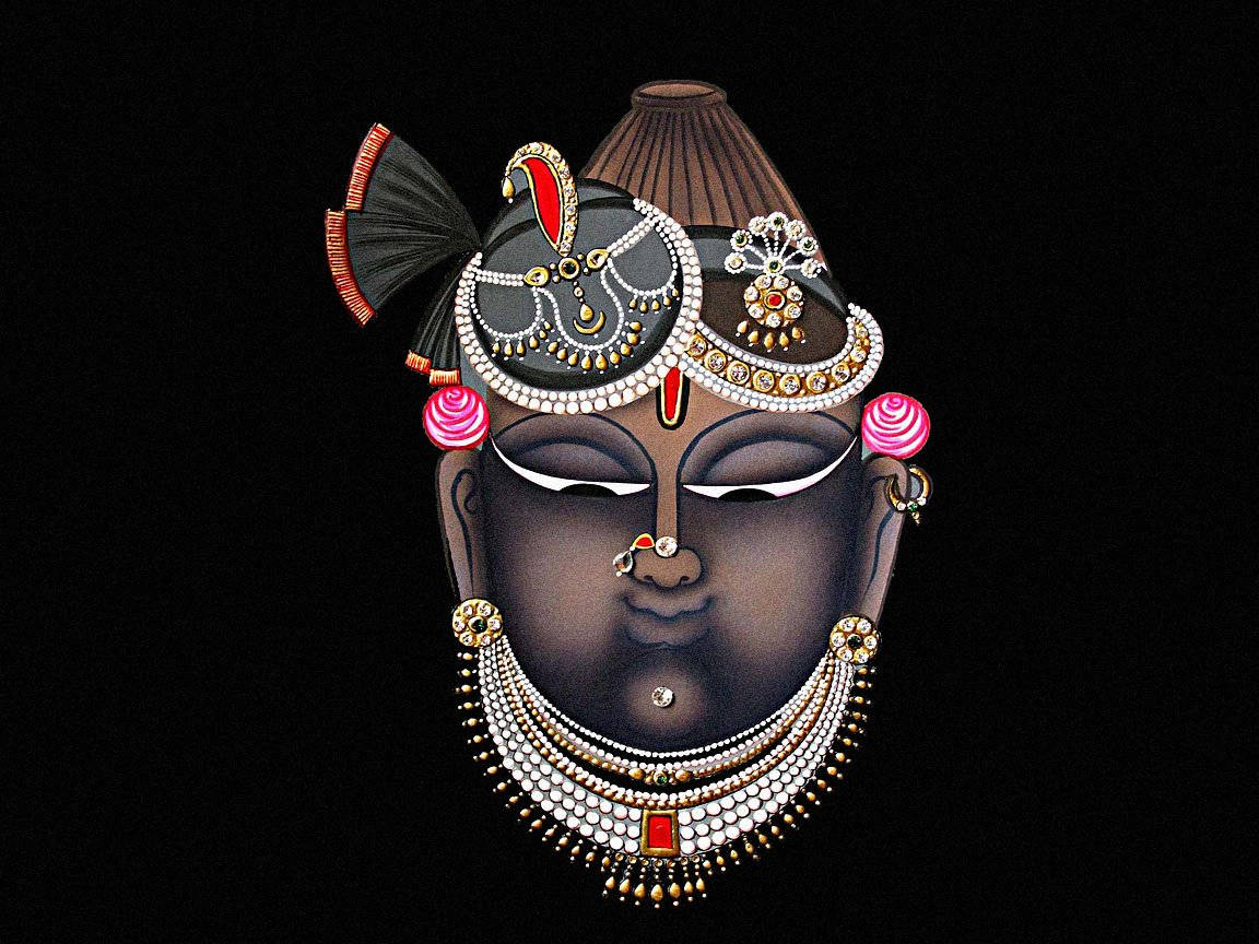 Shrinathji, divine face, intricate jewelry, SD Desktop Wallpaper