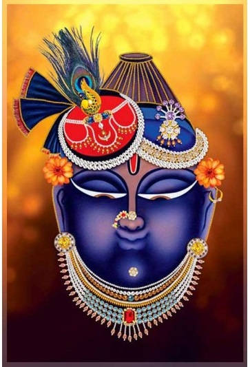 Shrinathji, blue-skinned deity, intricate jewelry, SD Phone Wallpaper