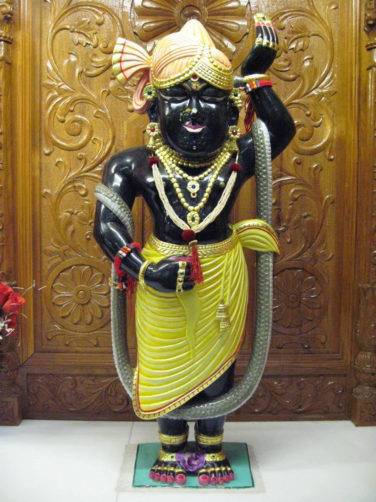 Shrinathji, glossy black, vibrant yellow dhoti, HD Phone Wallpaper