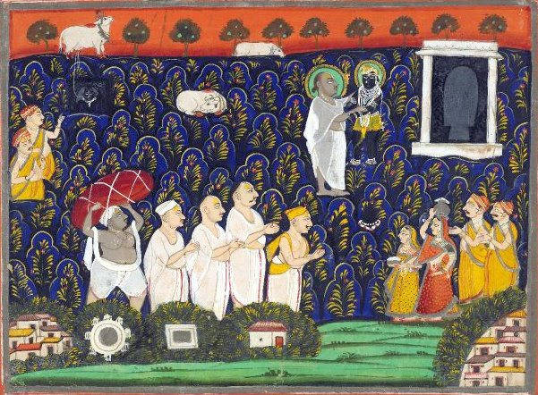 Shrinathji, Indian miniature painting, white and yellow robes, SD Desktop Wallpaper