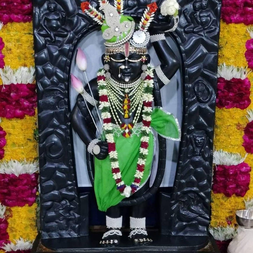 Shrinathji, black statue, green cloth, SD Desktop Wallpaper