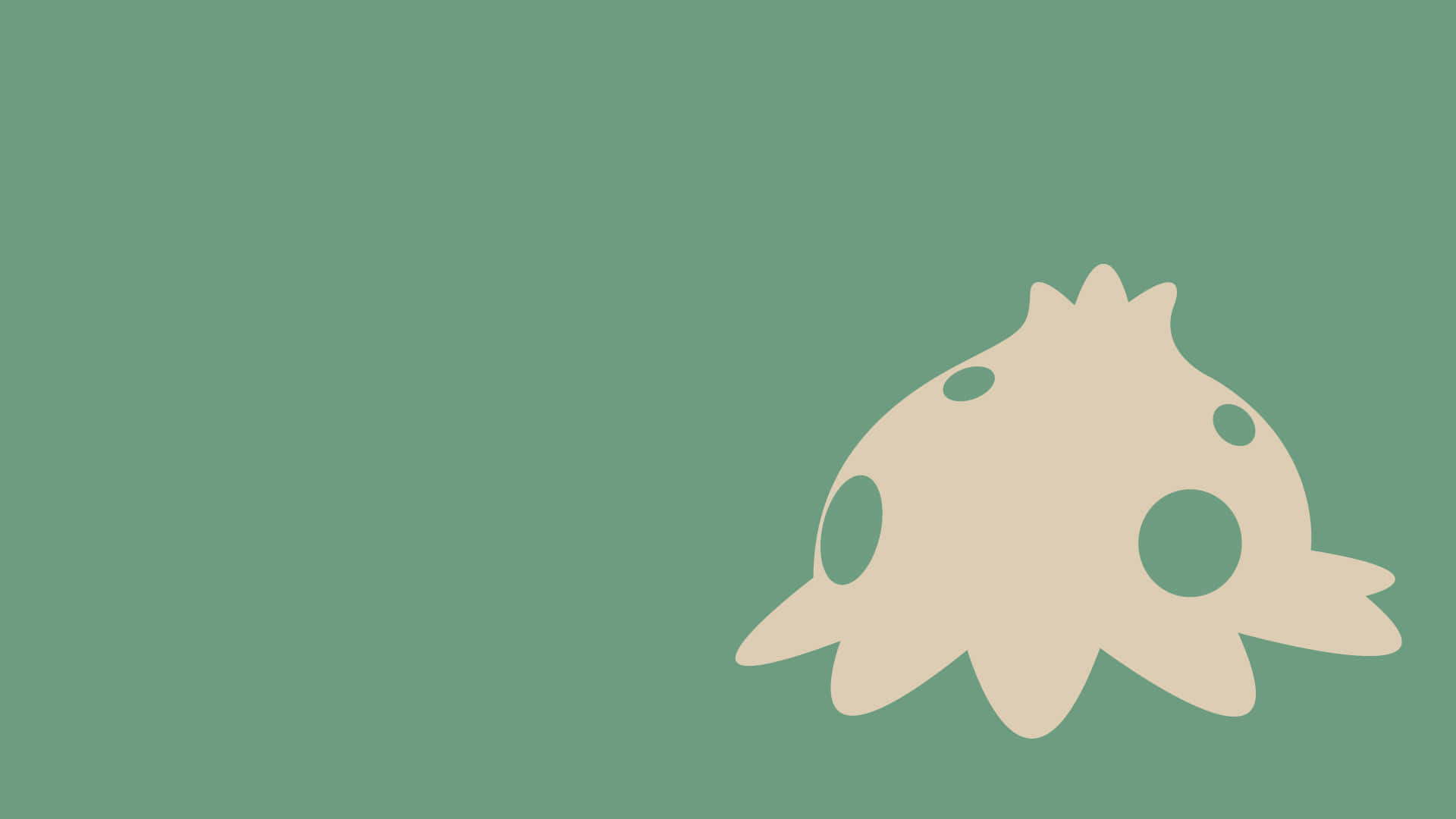 Shroomish, green spots, beige sea slug silhouette, Full HD Desktop Wallpaper
