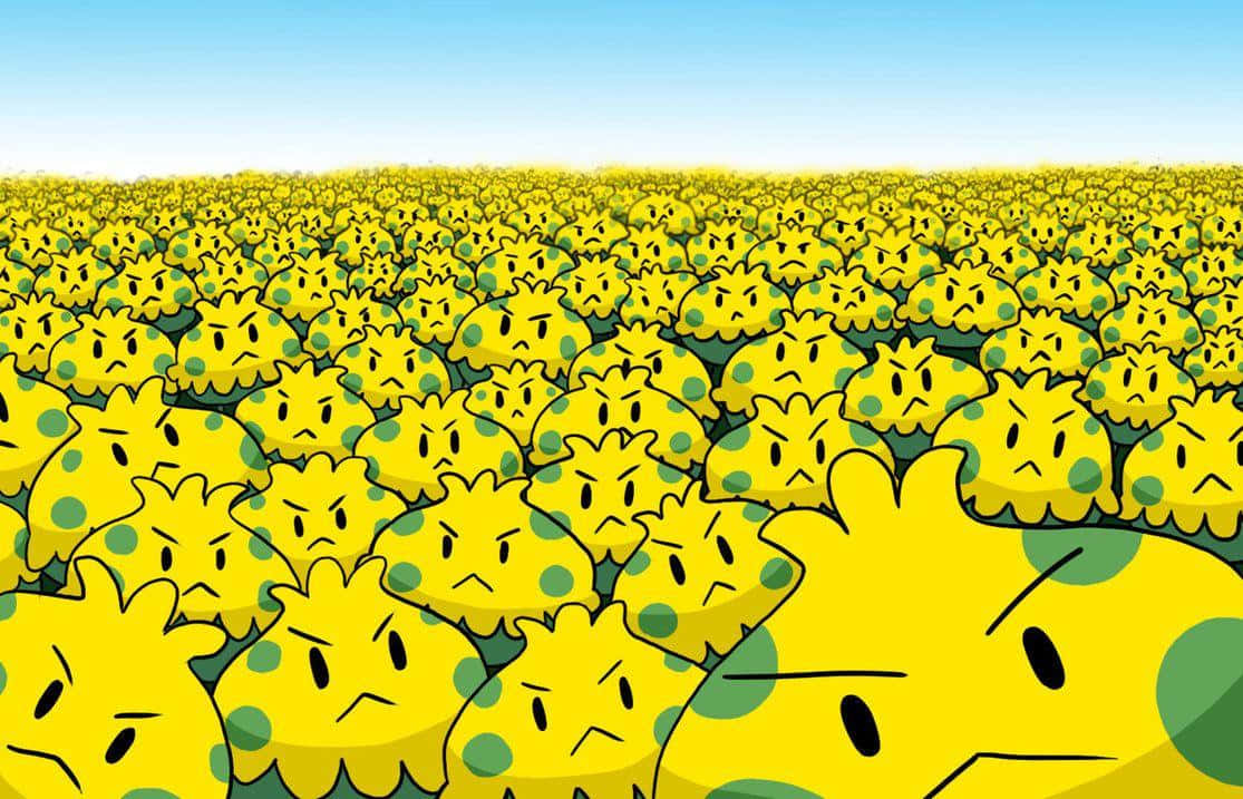 Shroomish, yellow cartoon creatures, green spots, SD Desktop Wallpaper