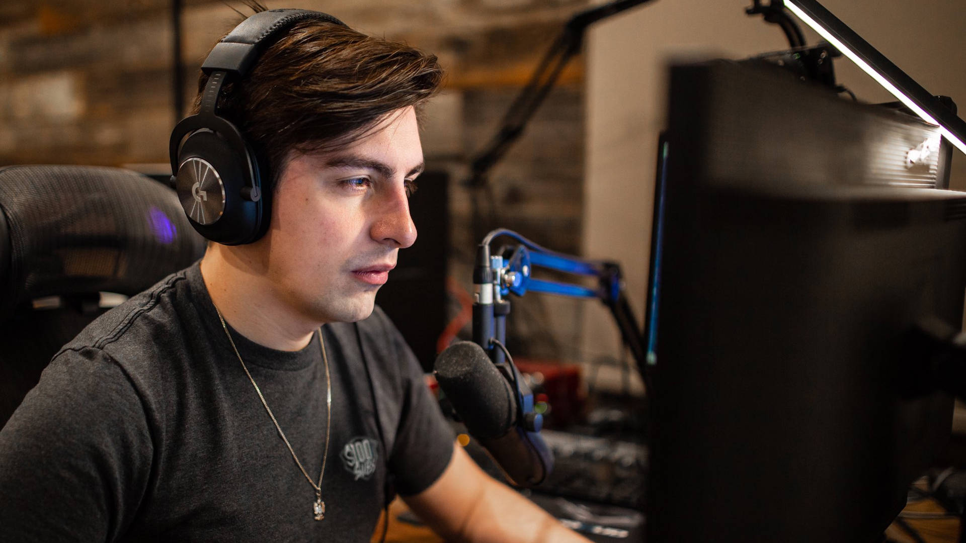 Shroud, headphones, microphone, Full HD Desktop Wallpaper