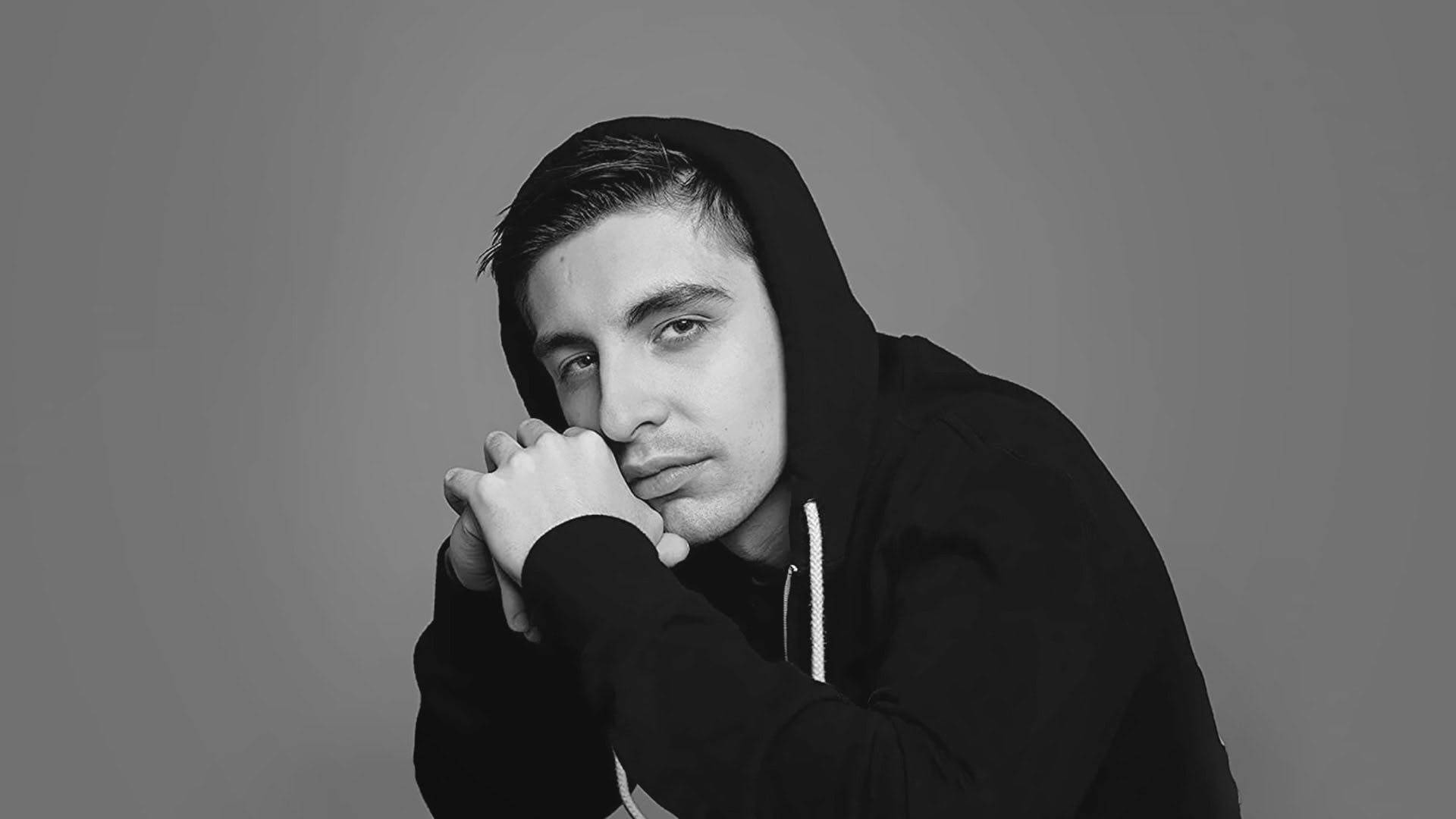 Shroud, black hoodie, gray background, Full HD Desktop Wallpaper
