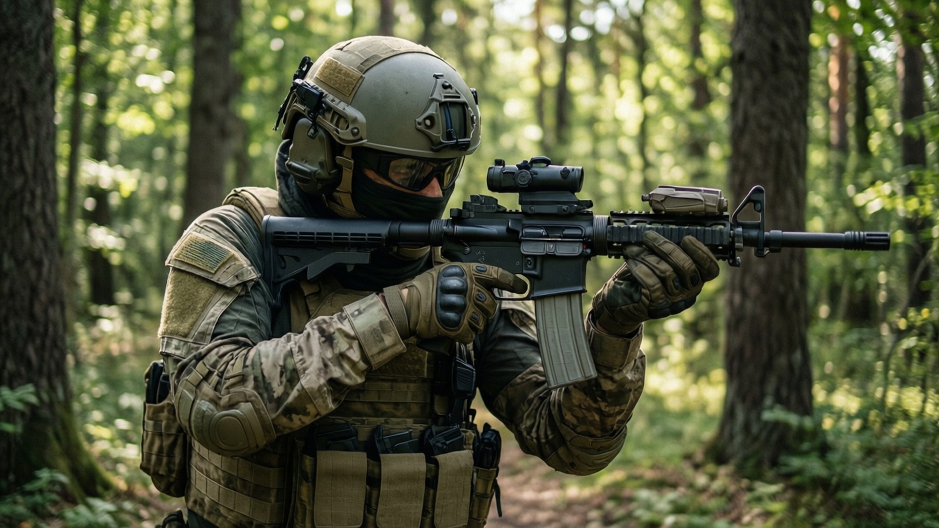 Shroud, tactical gear, gun, Full HD Desktop Wallpaper
