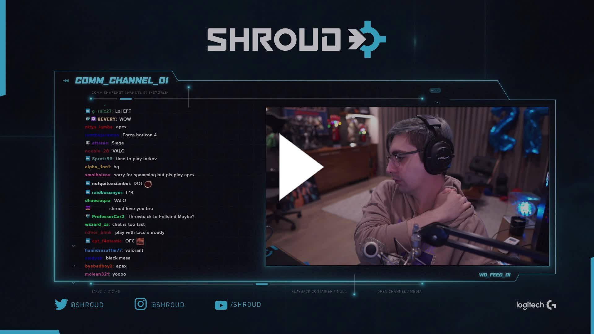 Shroud, headset, live chat overlay, Full HD Desktop Wallpaper