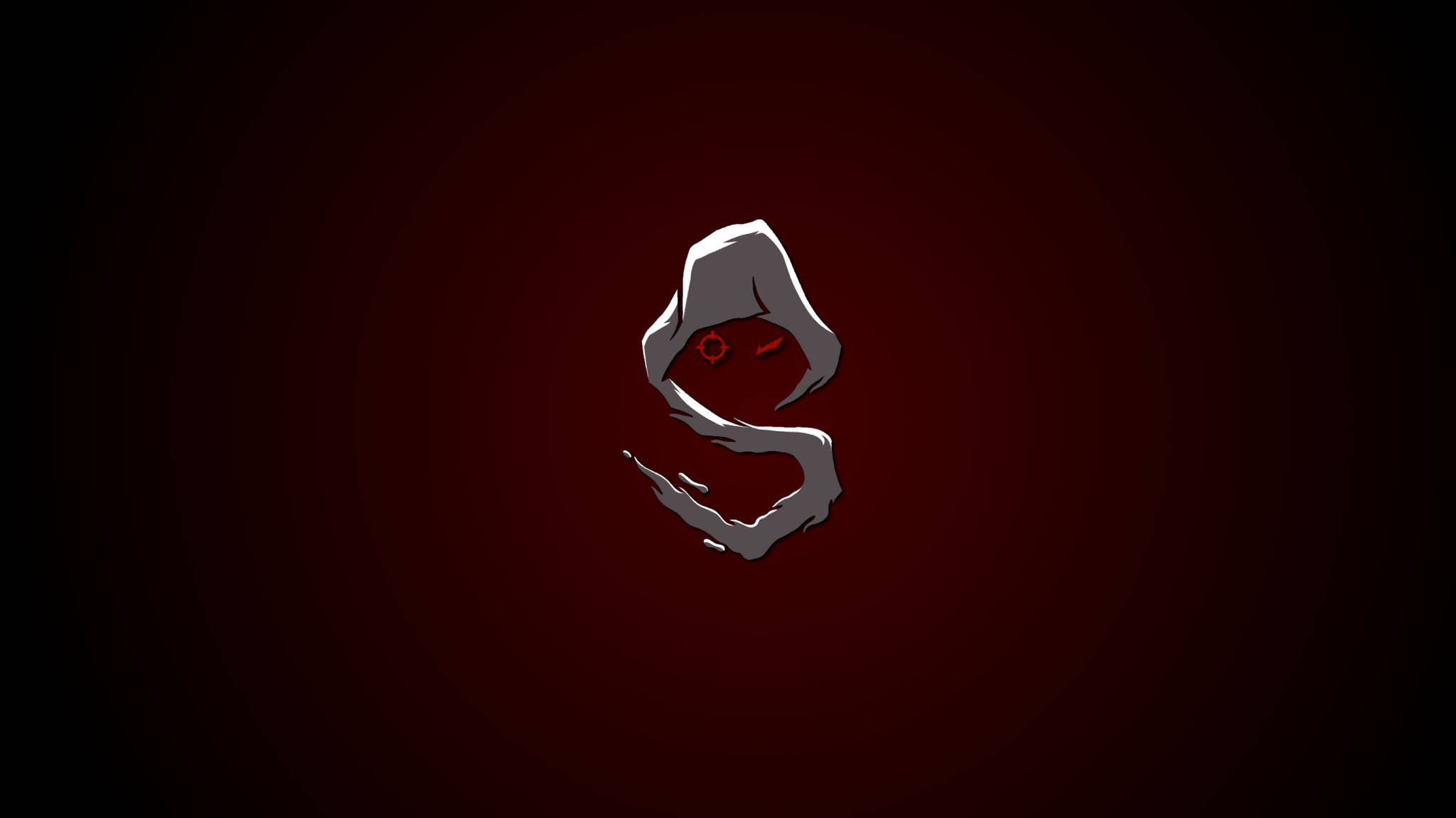 Shroud, gray hooded figure, glowing red eyes, Full HD Desktop Wallpaper