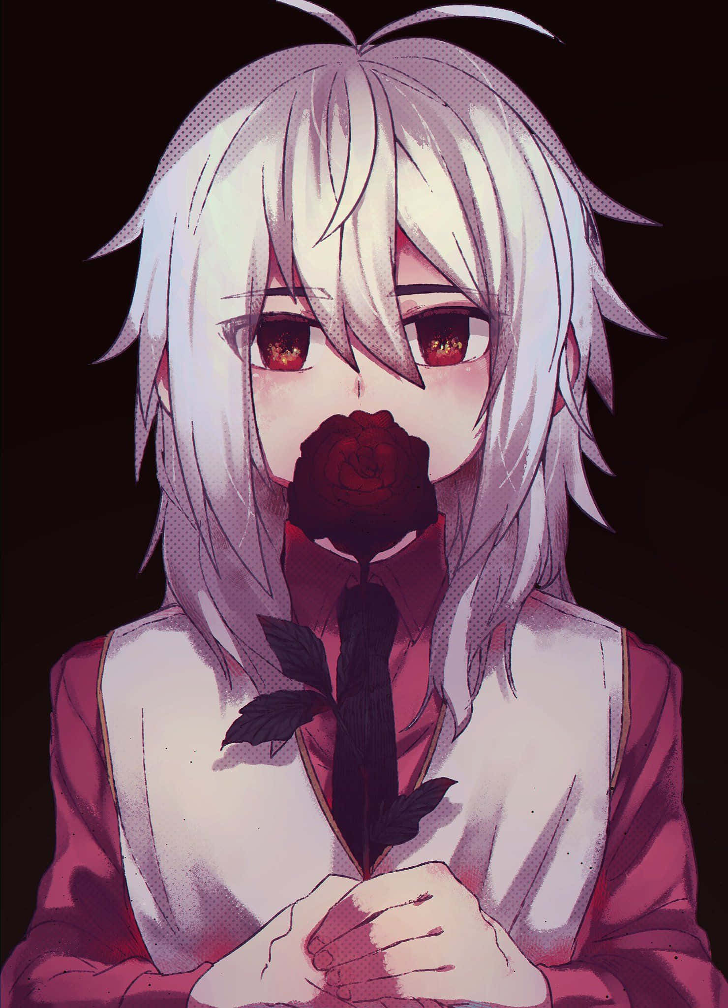 Shu Kurenai, silver hair, red eyes, Full HD Phone Wallpaper