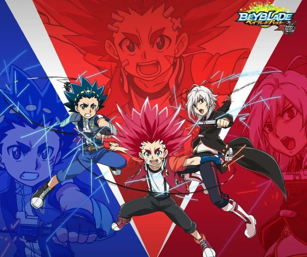 Shu Kurenai, red blue and white geometric background, spinning tops, SD Desktop Wallpaper