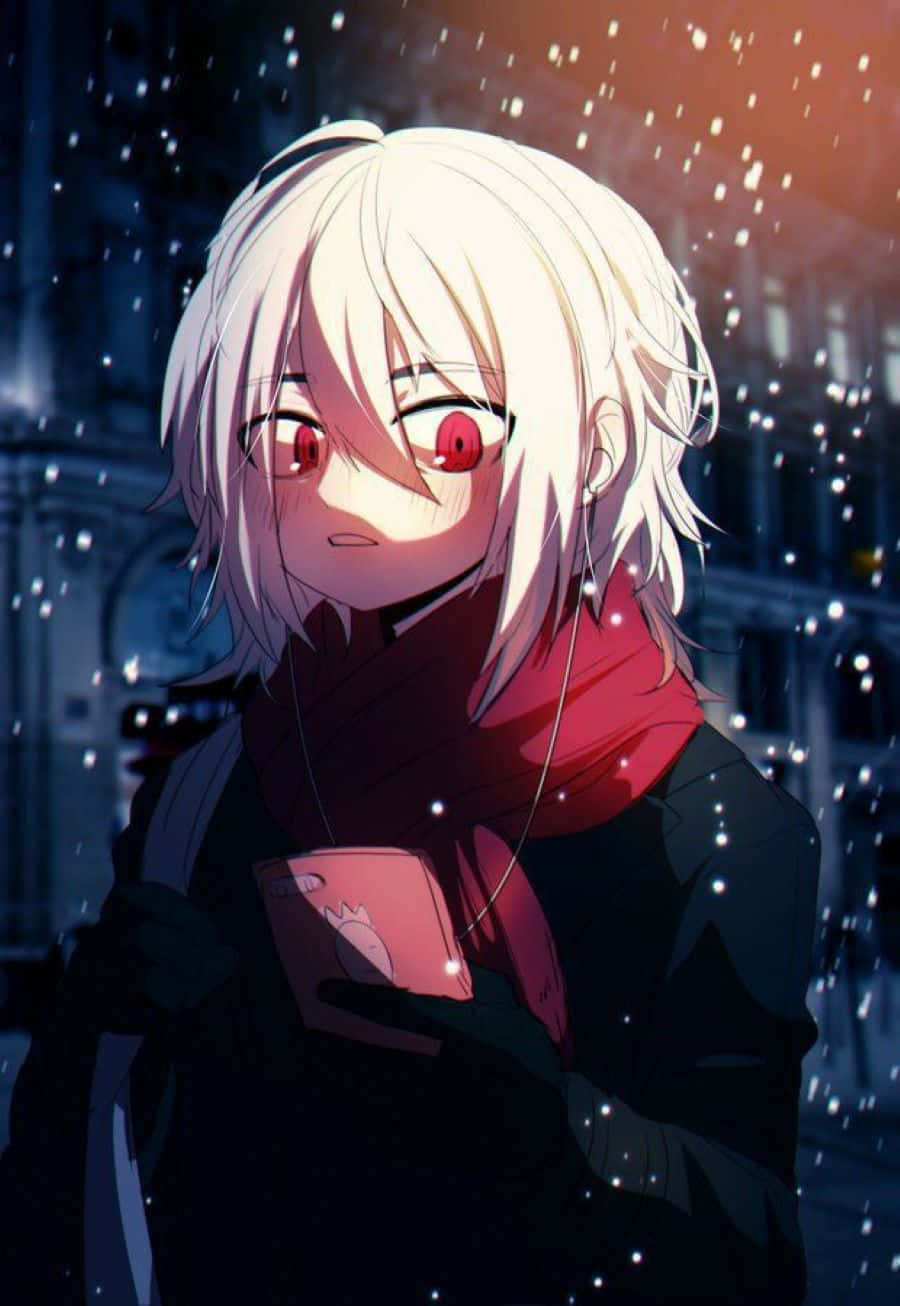 Shu Kurenai, white-haired anime boy, red eyes, HD Phone Wallpaper