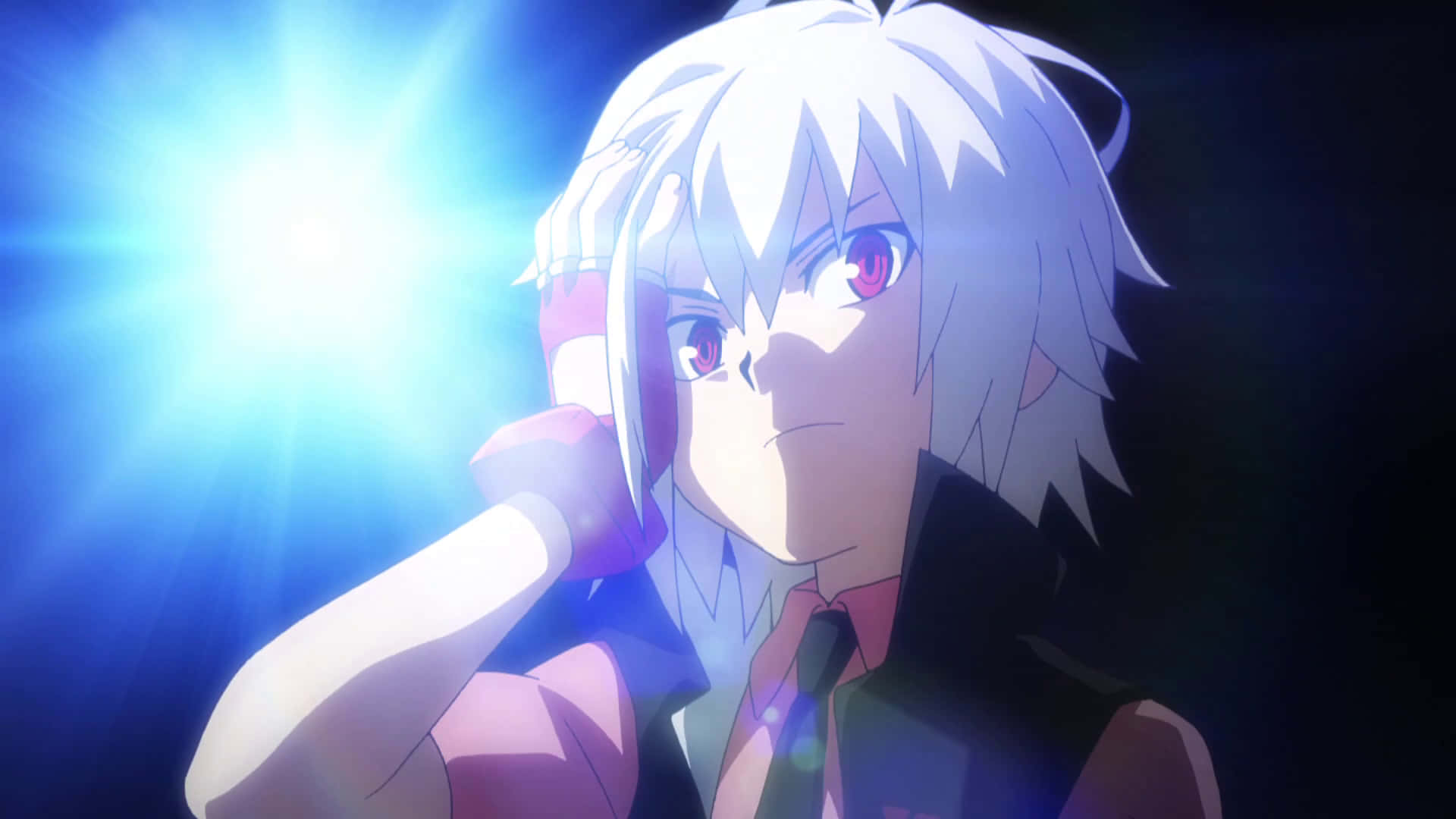 Shu Kurenai, white-haired anime character, red eyes, Full HD Desktop Wallpaper