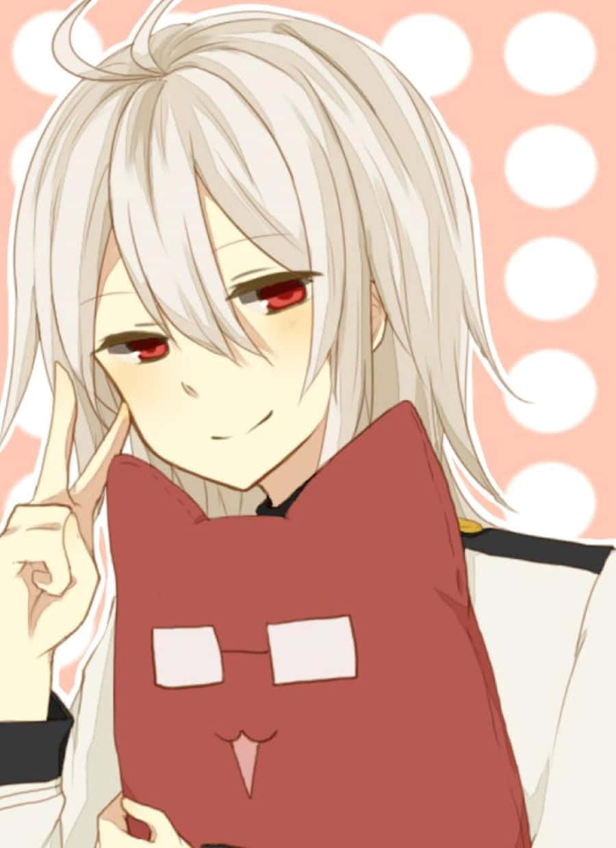 Shu Kurenai, silver hair, red eyes, SD Phone Wallpaper