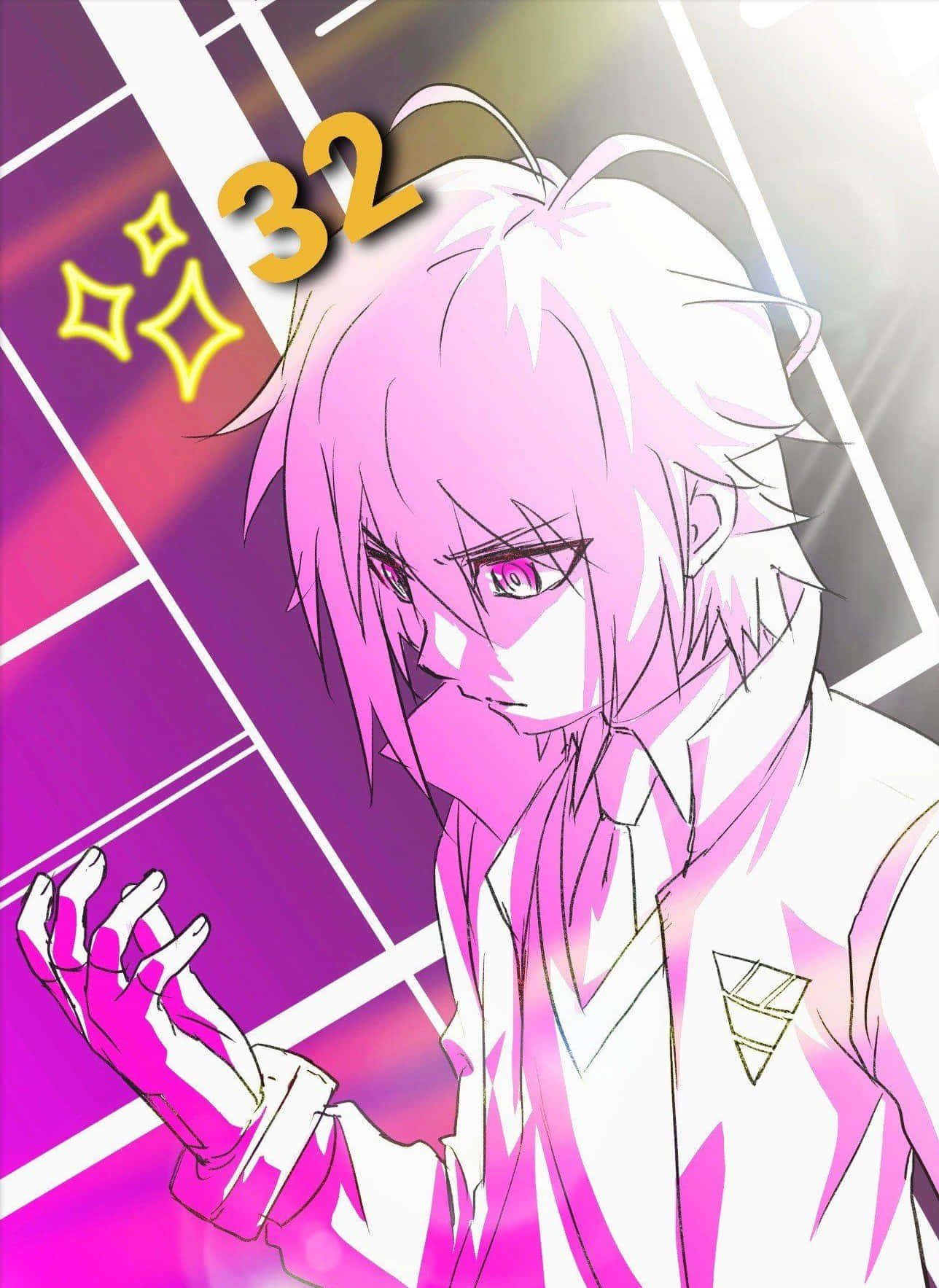 Shu Kurenai, pink-haired anime character, glowing eyes, HD Phone Wallpaper