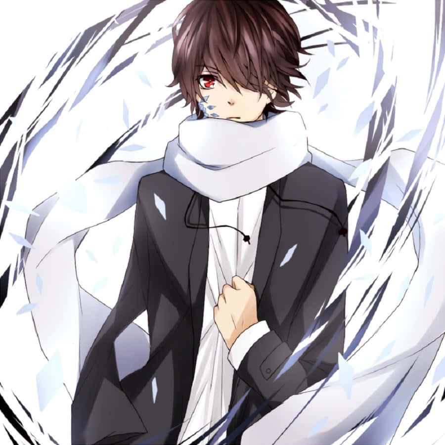 Shu Ouma, red eye, white scarf, SD Desktop Wallpaper