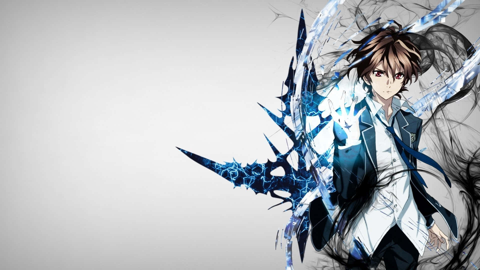 Shu Ouma, brown hair, glowing blue energy wings, Full HD Desktop Wallpaper