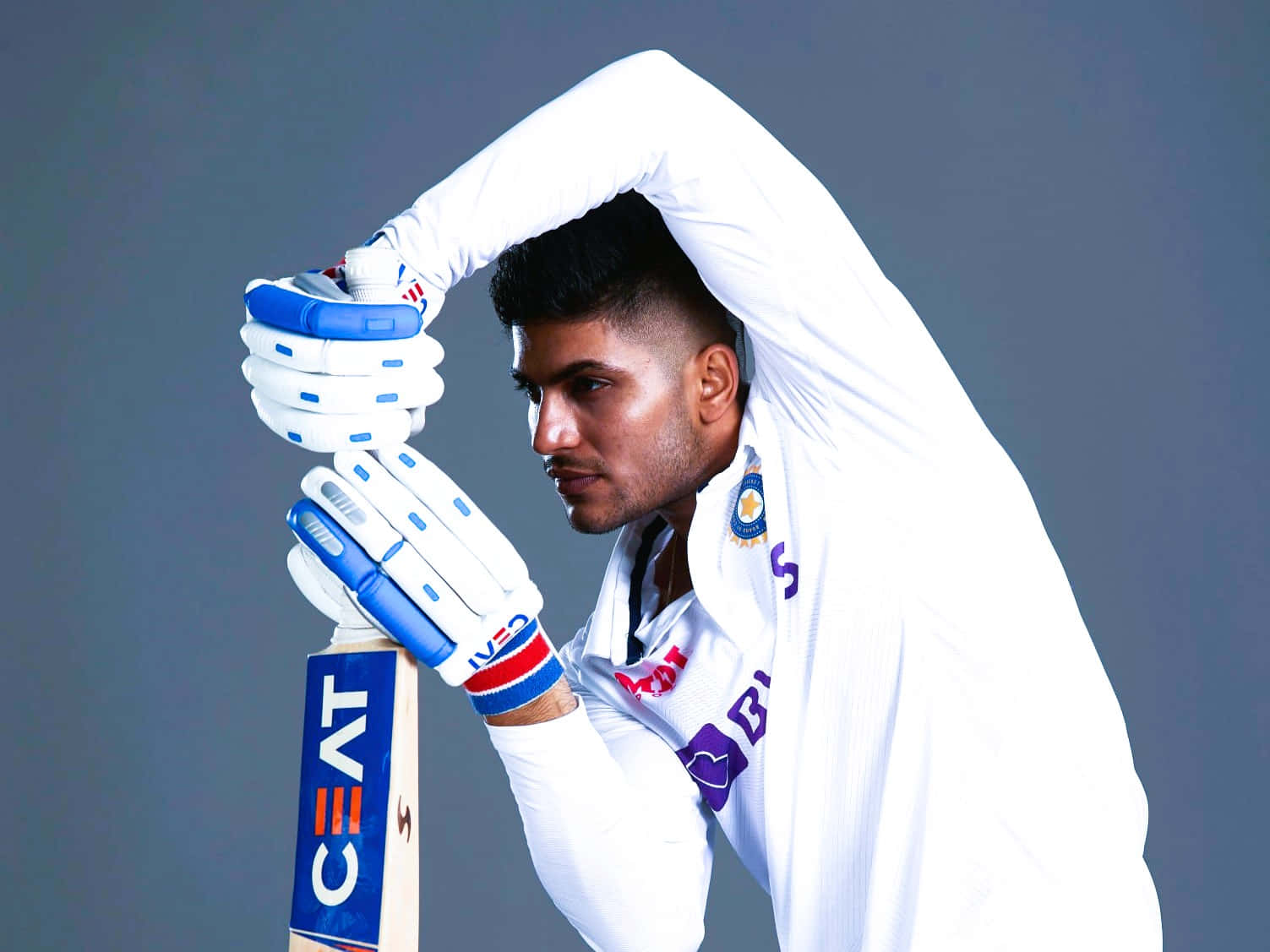 Shubman Gill, cricket player, white uniform, HD Desktop Wallpaper