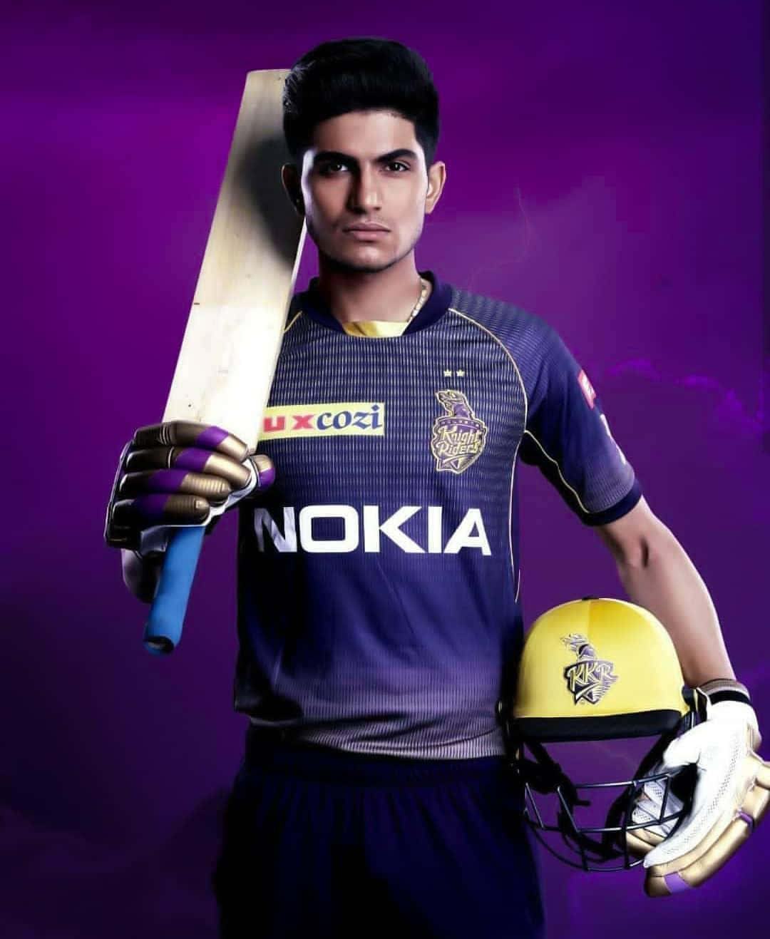 Shubman Gill, purple jersey, bat, HD Phone Wallpaper