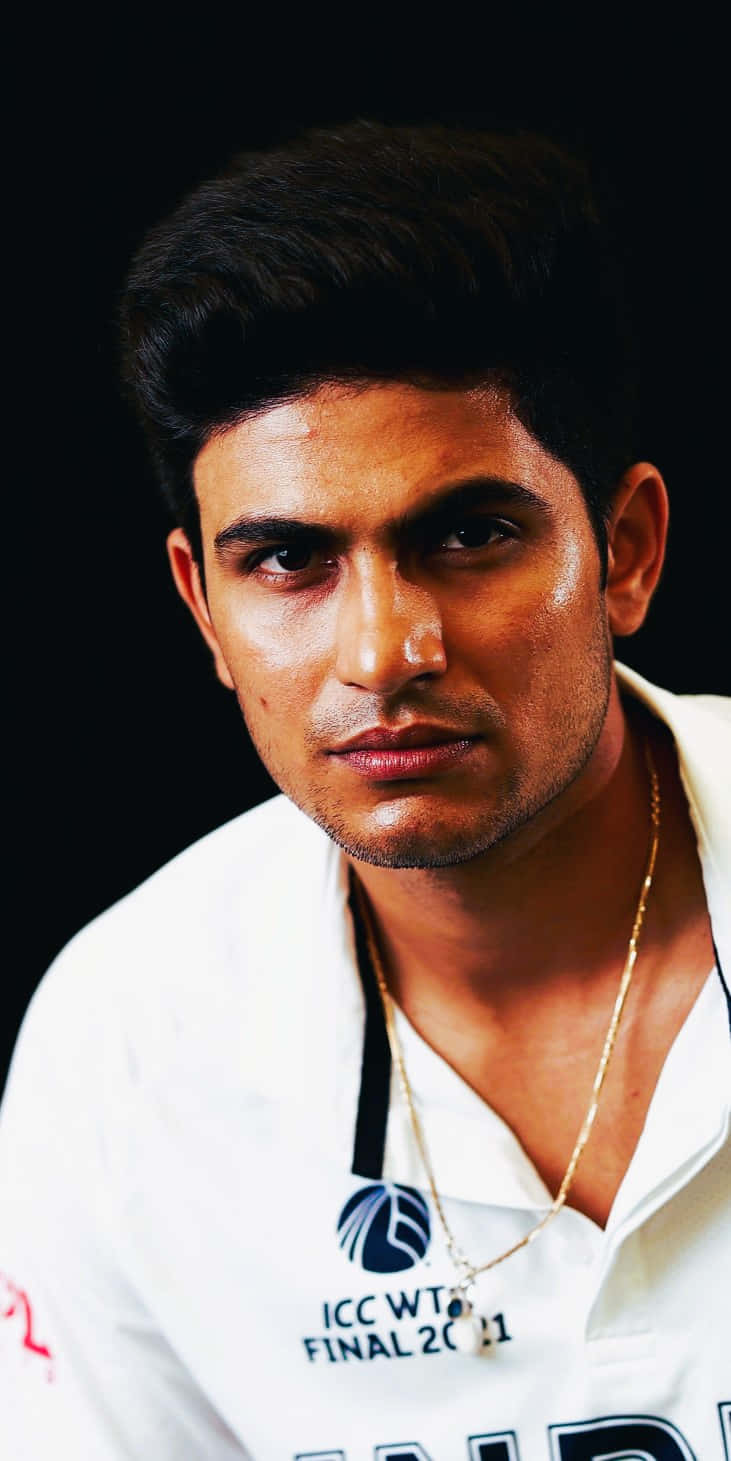 Shubman Gill, white jersey, black background, HD Phone Wallpaper