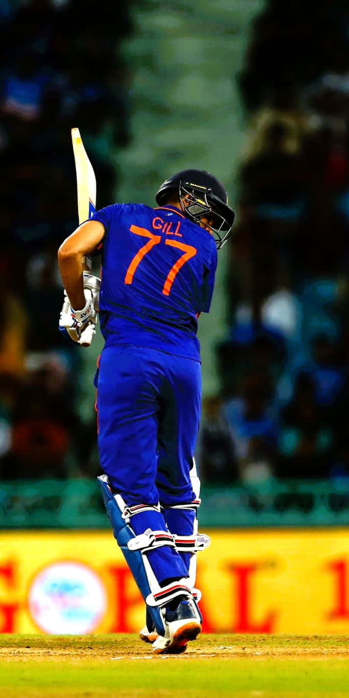 Shubman Gill, number 77, blue uniform, HD Phone Wallpaper