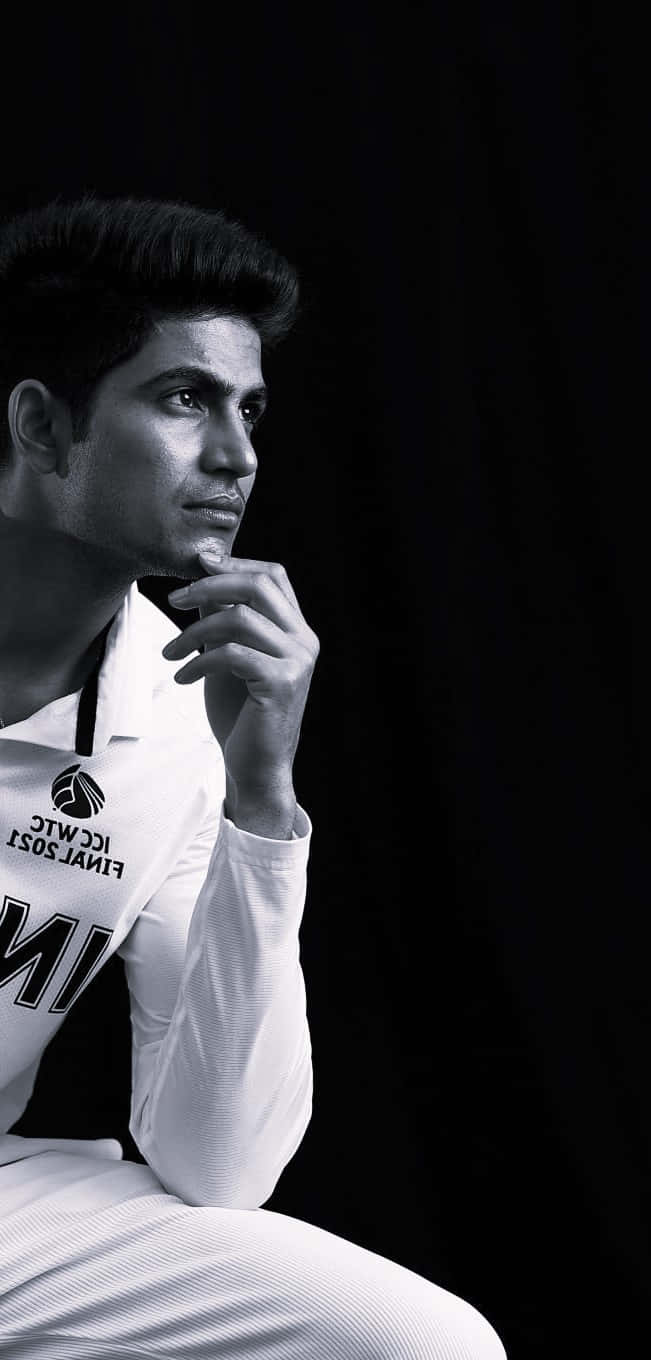 Shubman Gill, cricket jersey, black and white portrait, HD Phone Wallpaper