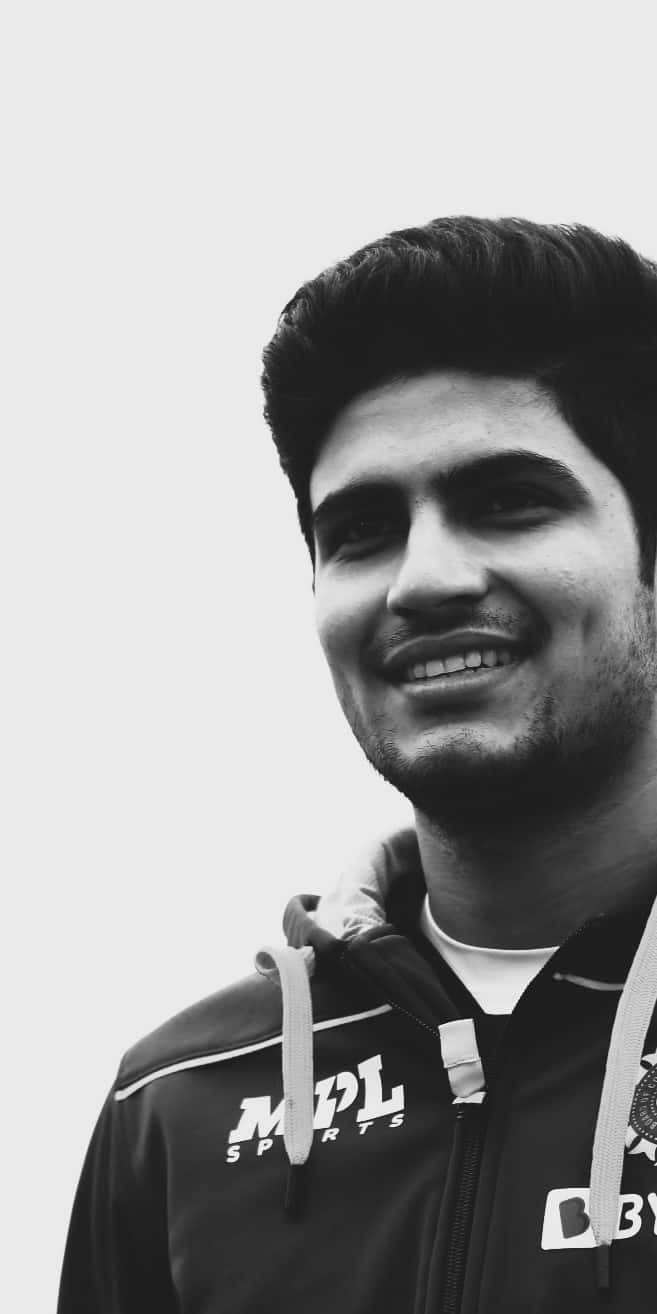Shubman Gill, black and white portrait, smiling young man, HD Phone Wallpaper