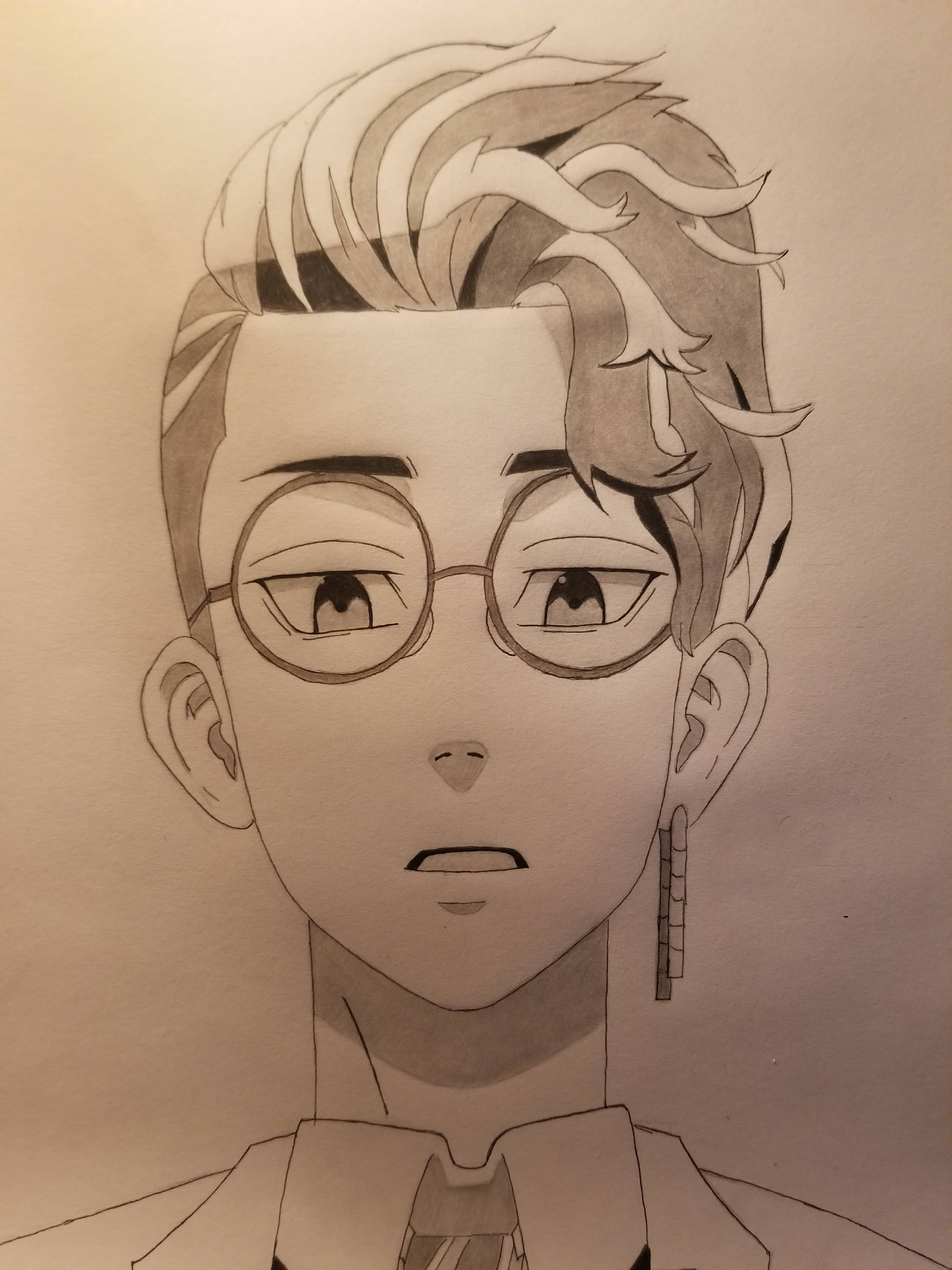 Shuji Hanma, pencil sketch, glasses, 2K Phone Wallpaper