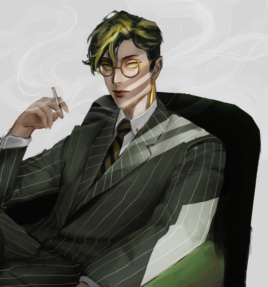 Shuji Hanma, pinstripe suit, cigarette, SD Phone Wallpaper