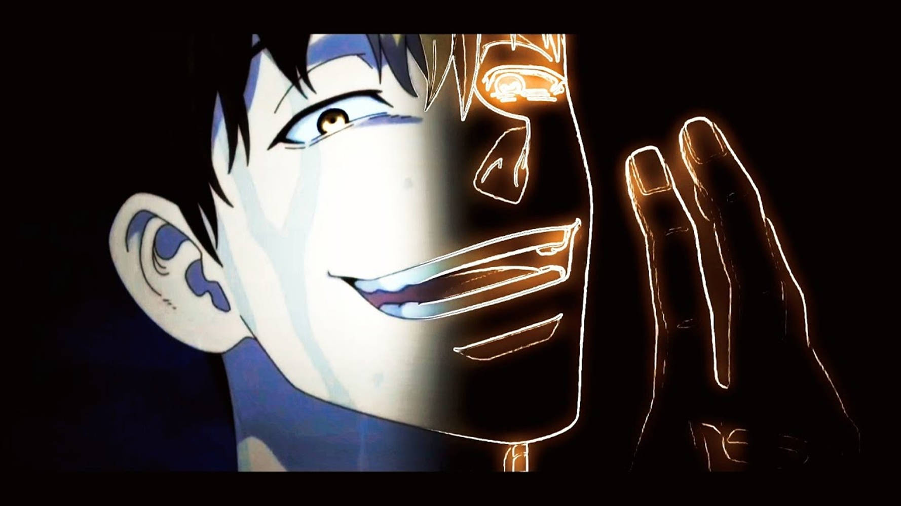 Shuji Hanma, neon gold, realistic blue tones, HD Desktop Wallpaper