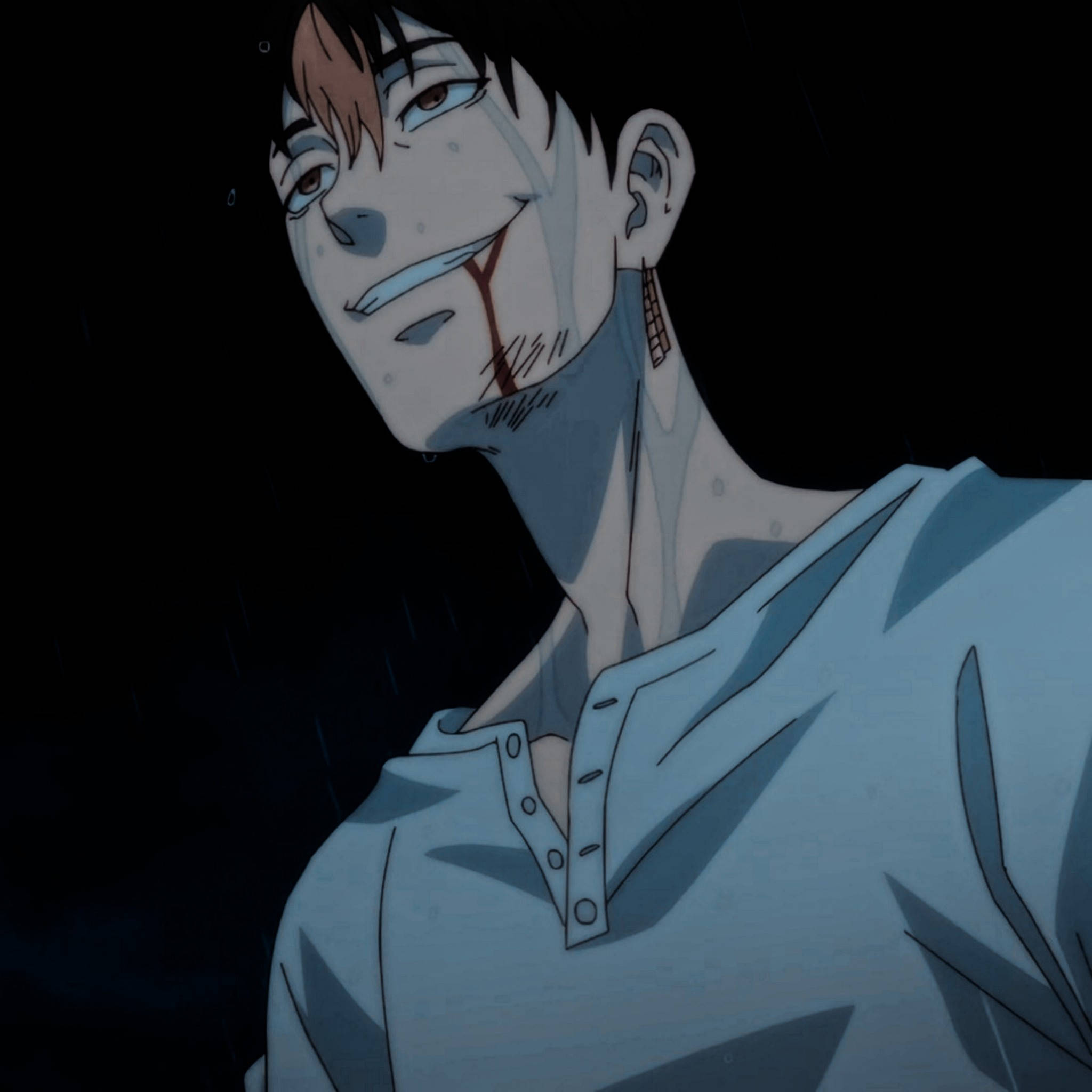 Shuji Hanma, bloody grin, tear-streaked face, Full HD Desktop Wallpaper