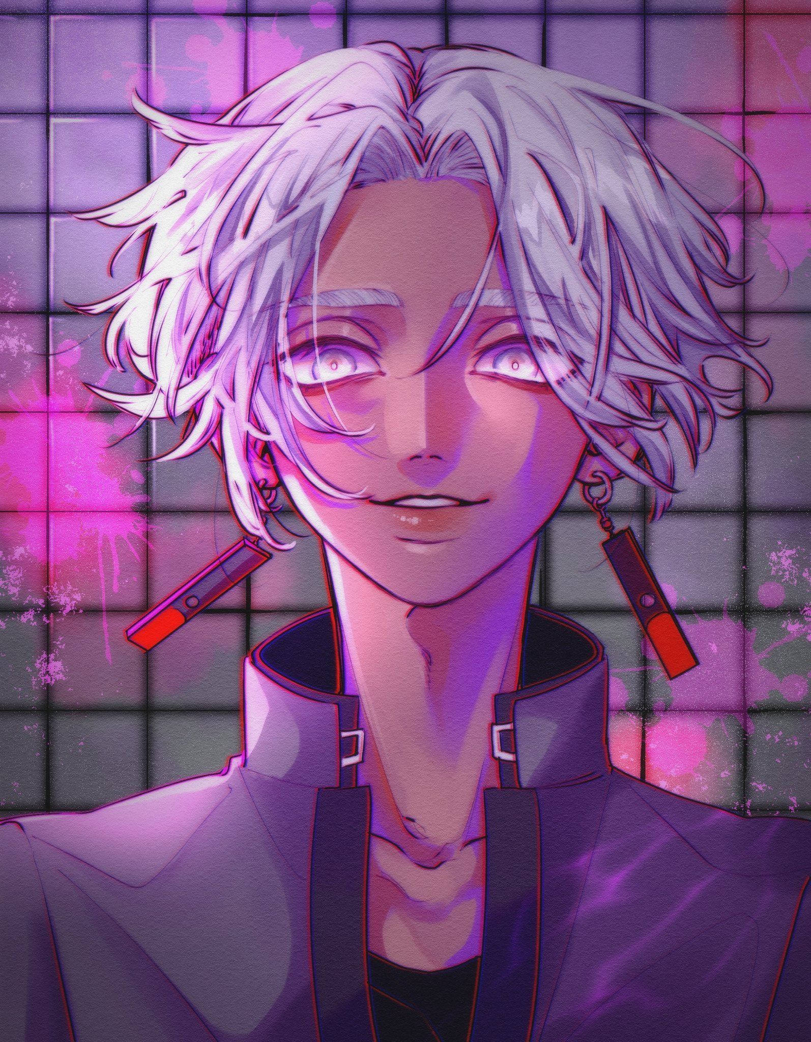 Shuji Hanma, silver hair, glowing eyes, Full HD Phone Wallpaper