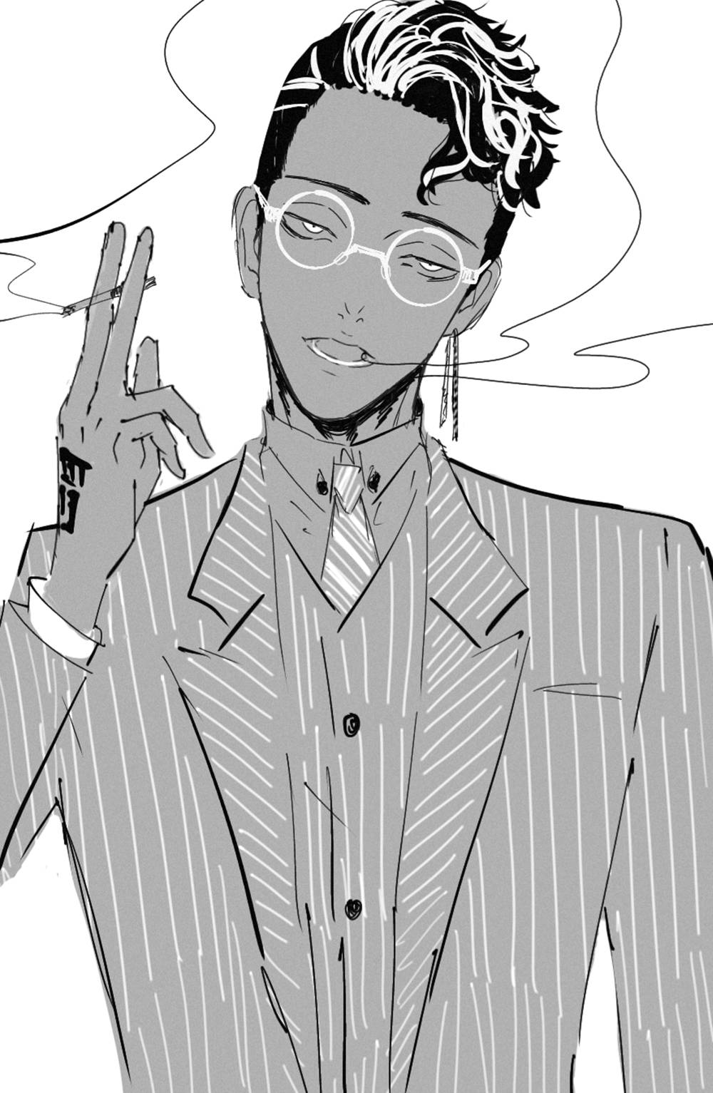 Shuji Hanma, pinstripe suit, cigarette, HD Phone Wallpaper