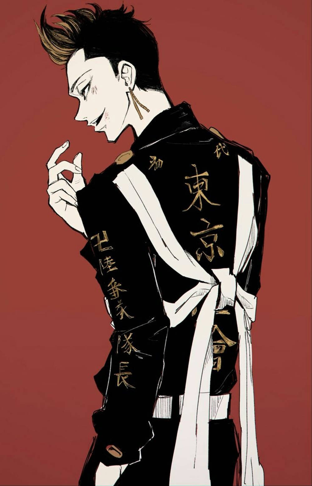 Shuji Hanma, maroon background, black and white jacket, HD Phone Wallpaper