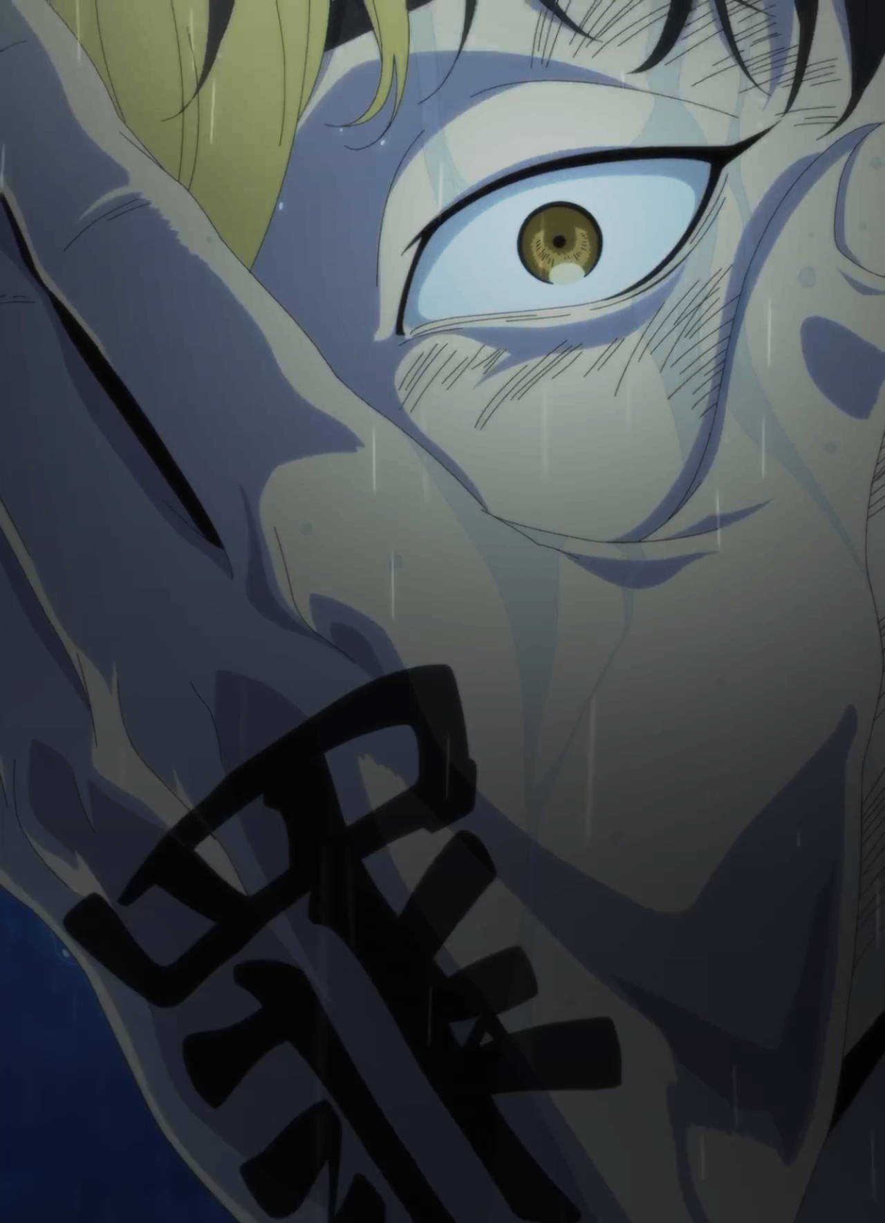 Shuji Hanma, intense blue eyes, raindrops, HD Phone Wallpaper