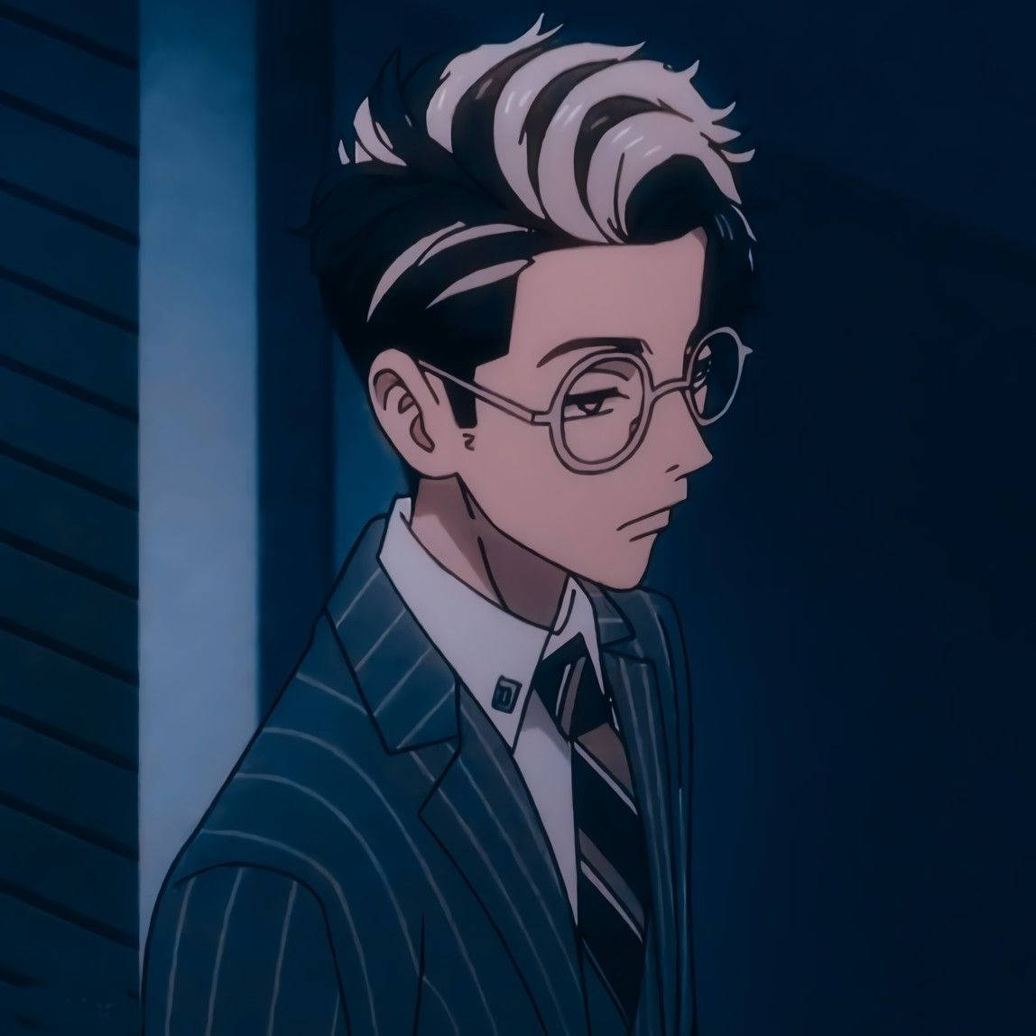 Shuji Hanma, spiky black and white hair, glasses, SD Desktop Wallpaper