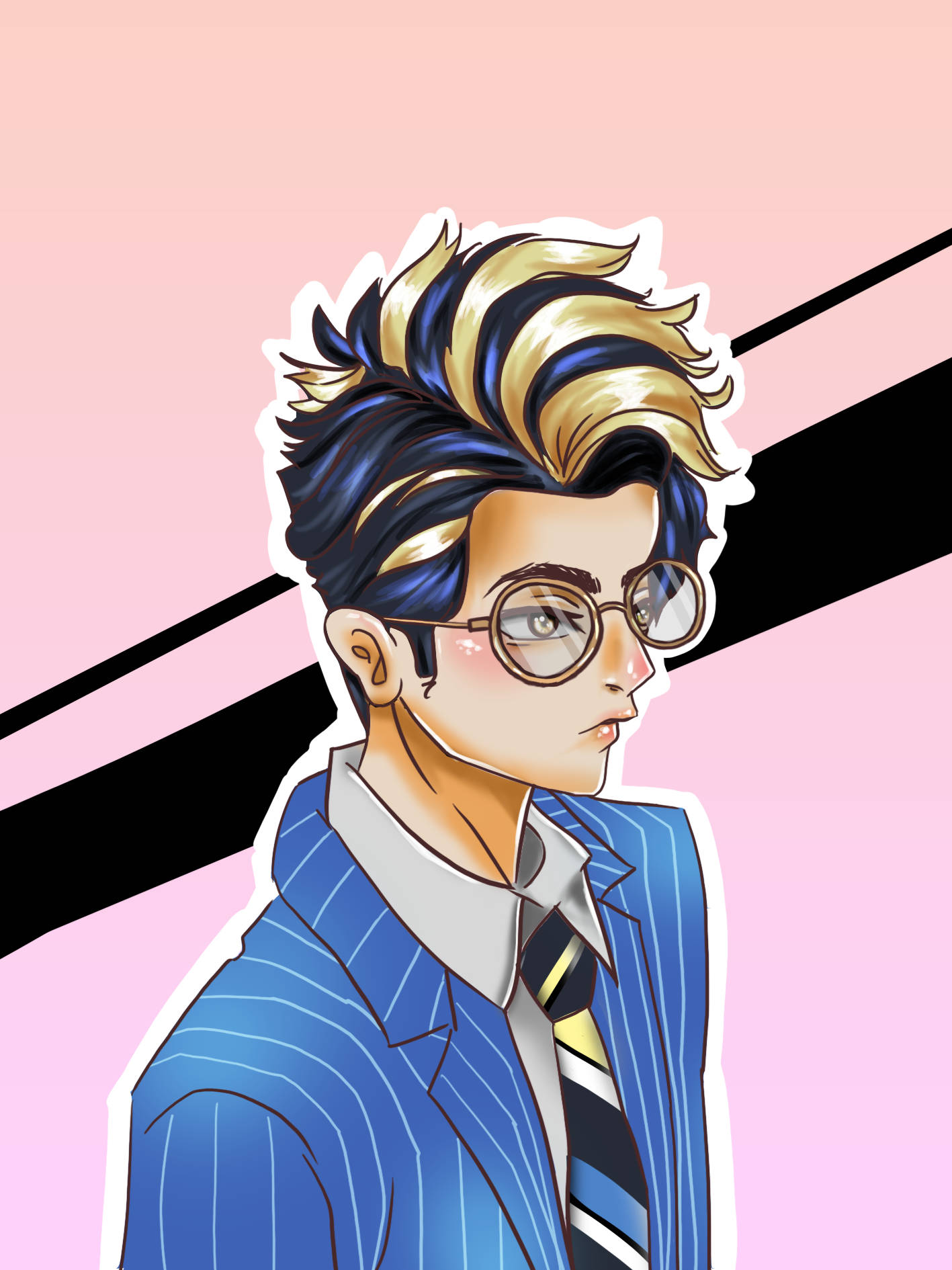 Shuji Hanma, blue and gold hair, glasses, HD Phone Wallpaper