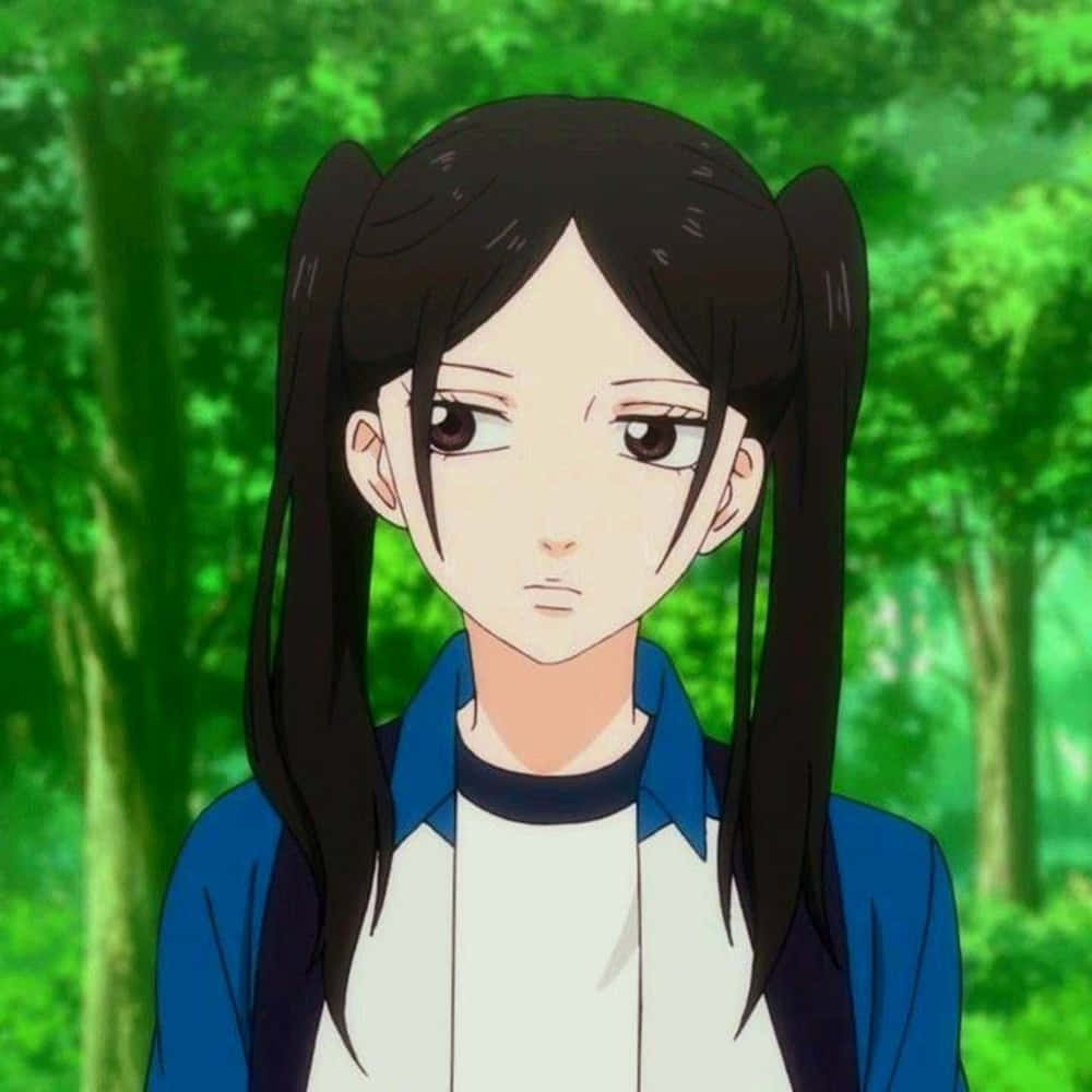 Shuko Murao, black pigtails, blue jacket, SD Desktop Wallpaper