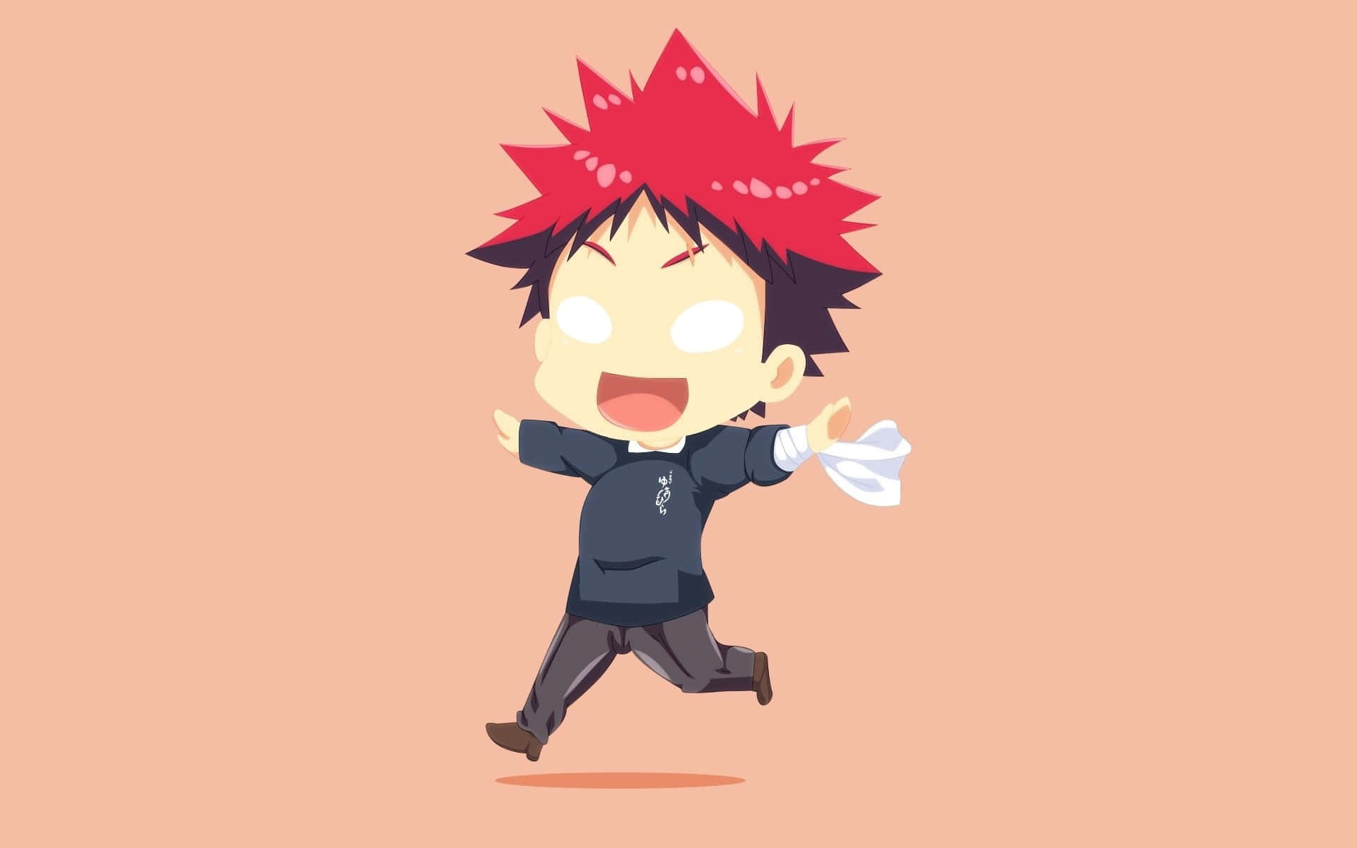 Shun Ibusaki, chibi anime boy, spiky red hair, Full HD Desktop Wallpaper