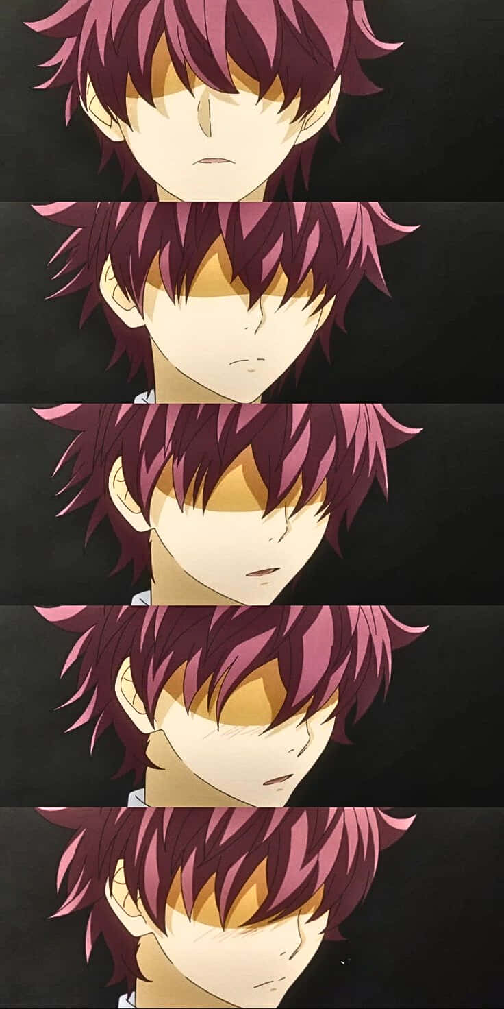 Shun Ibusaki, manga-style anime character, spiky magenta hair, HD Phone Wallpaper