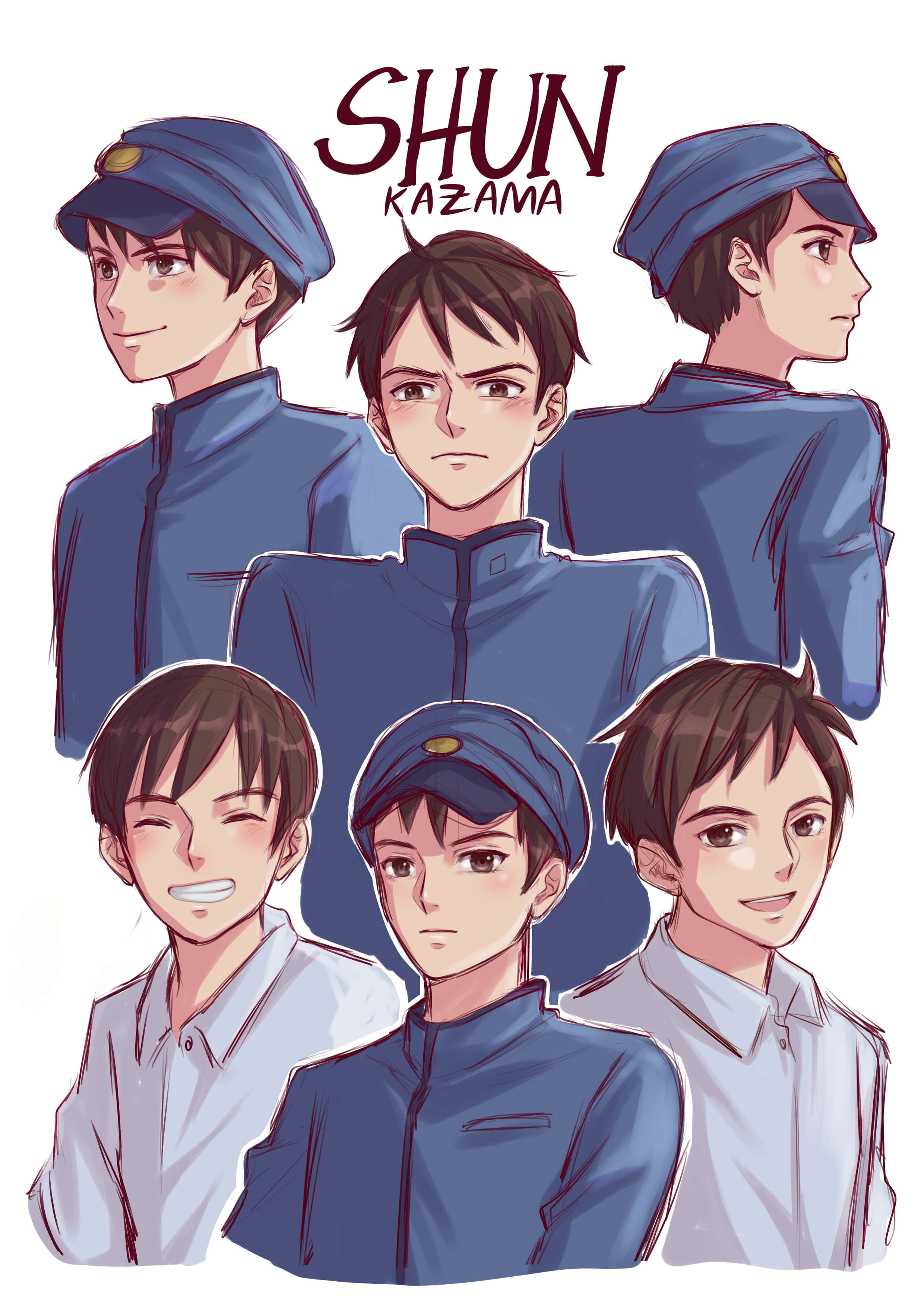 Shun Kazama, blue uniforms, white shirts, 2K Phone Wallpaper